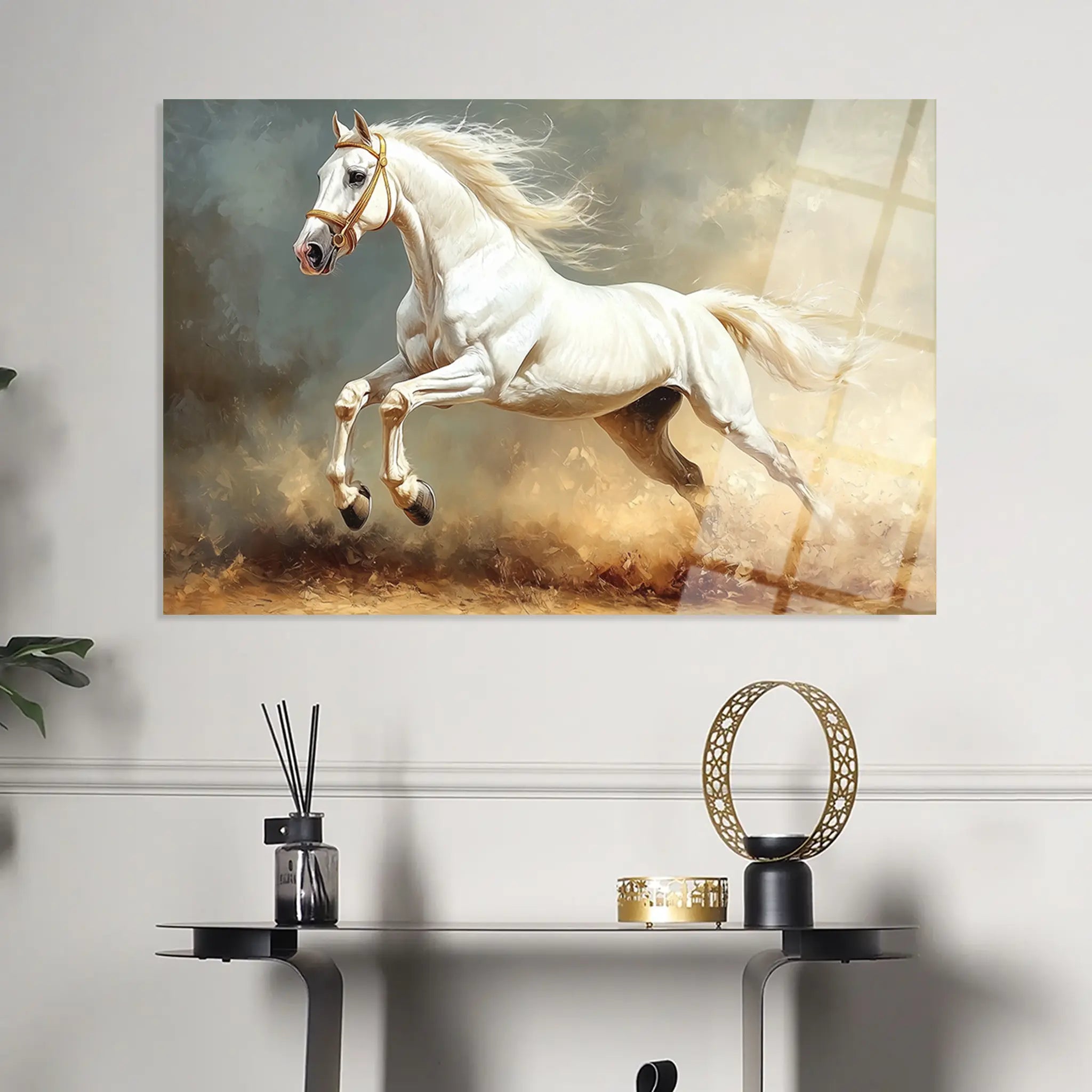 Horses Glass Wall Art GAD222-H 90 x 60 cm