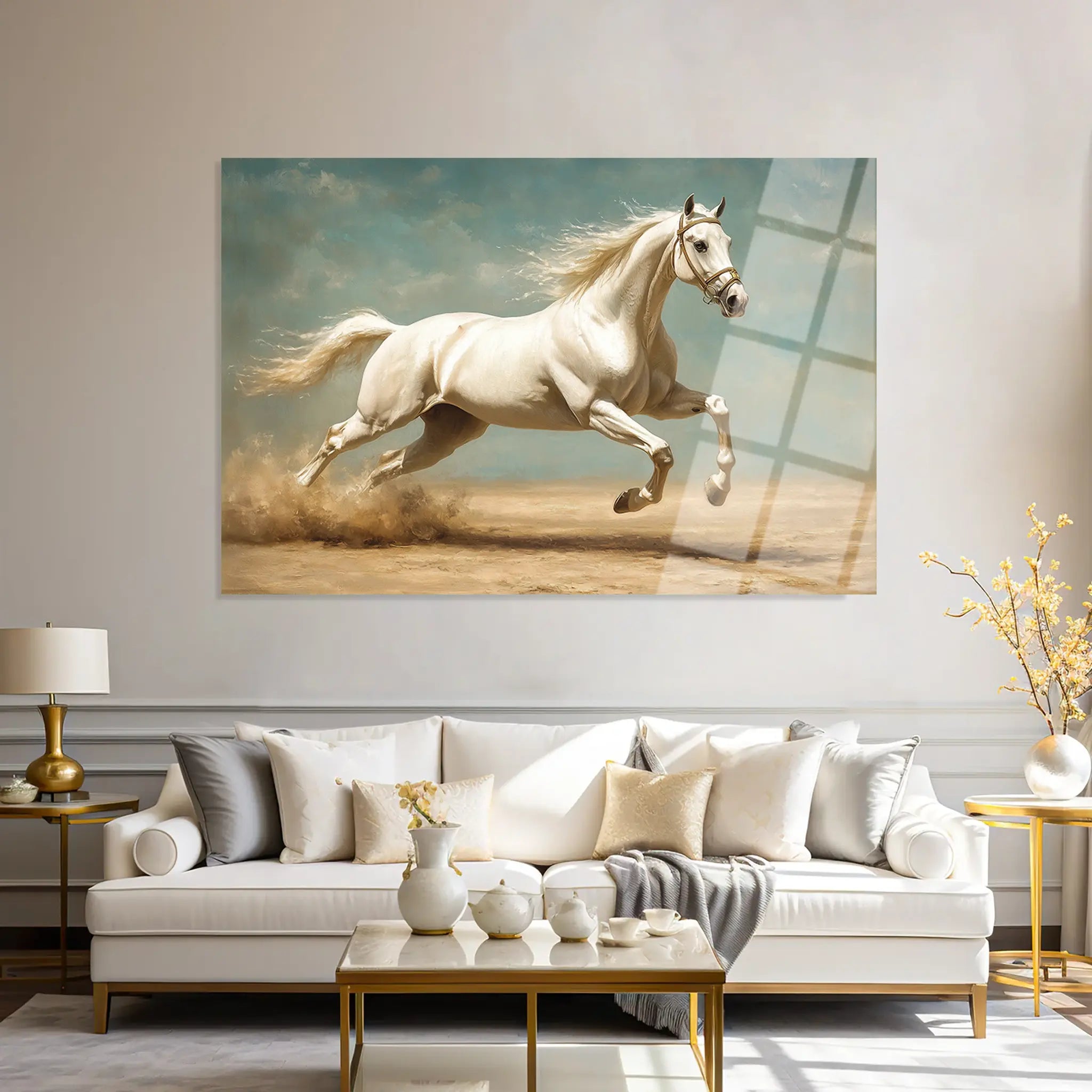 Horses Glass Wall Art GAD223-H 90 x 60 cm
