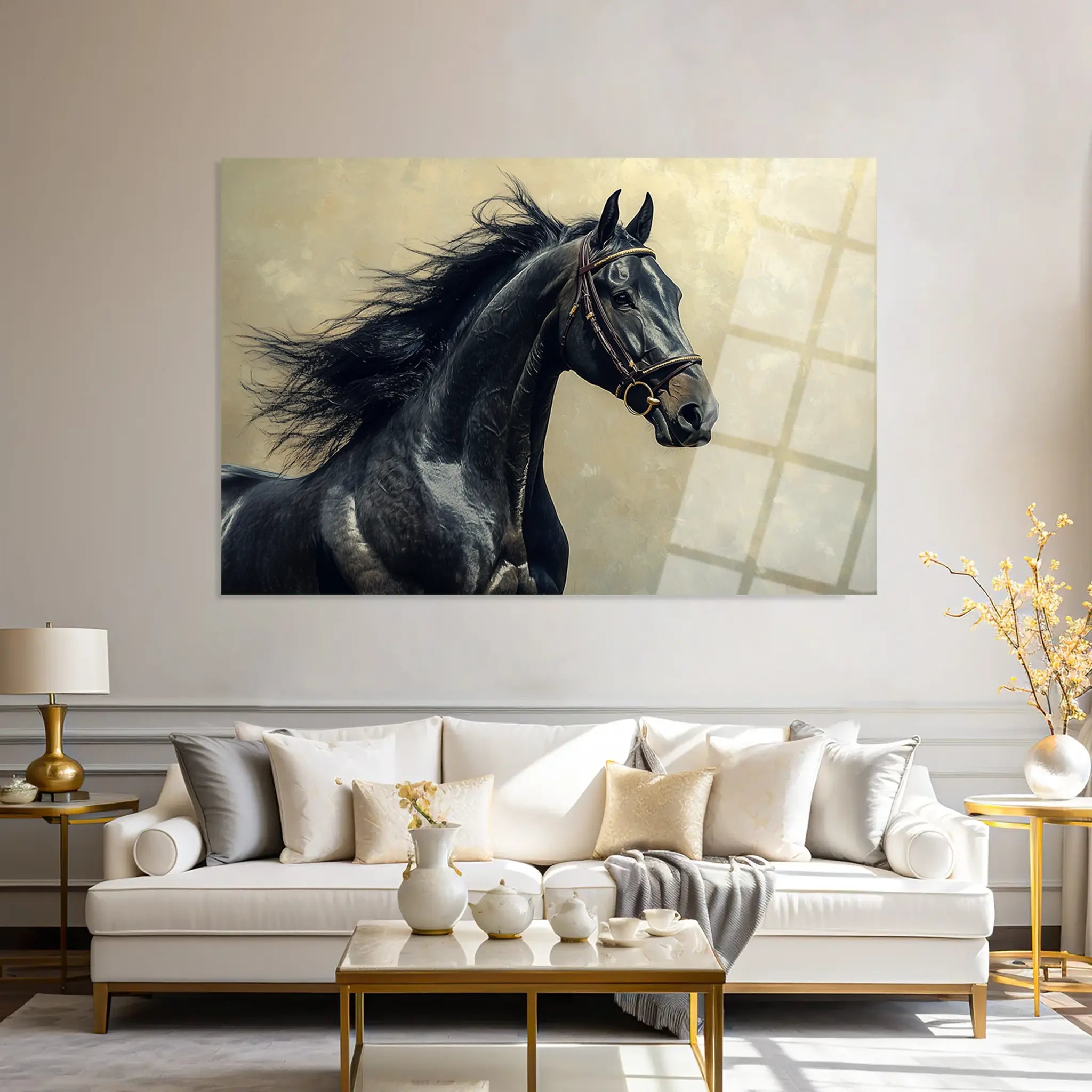 Horses Glass Wall Art GAD225-H 90 x 60 cm