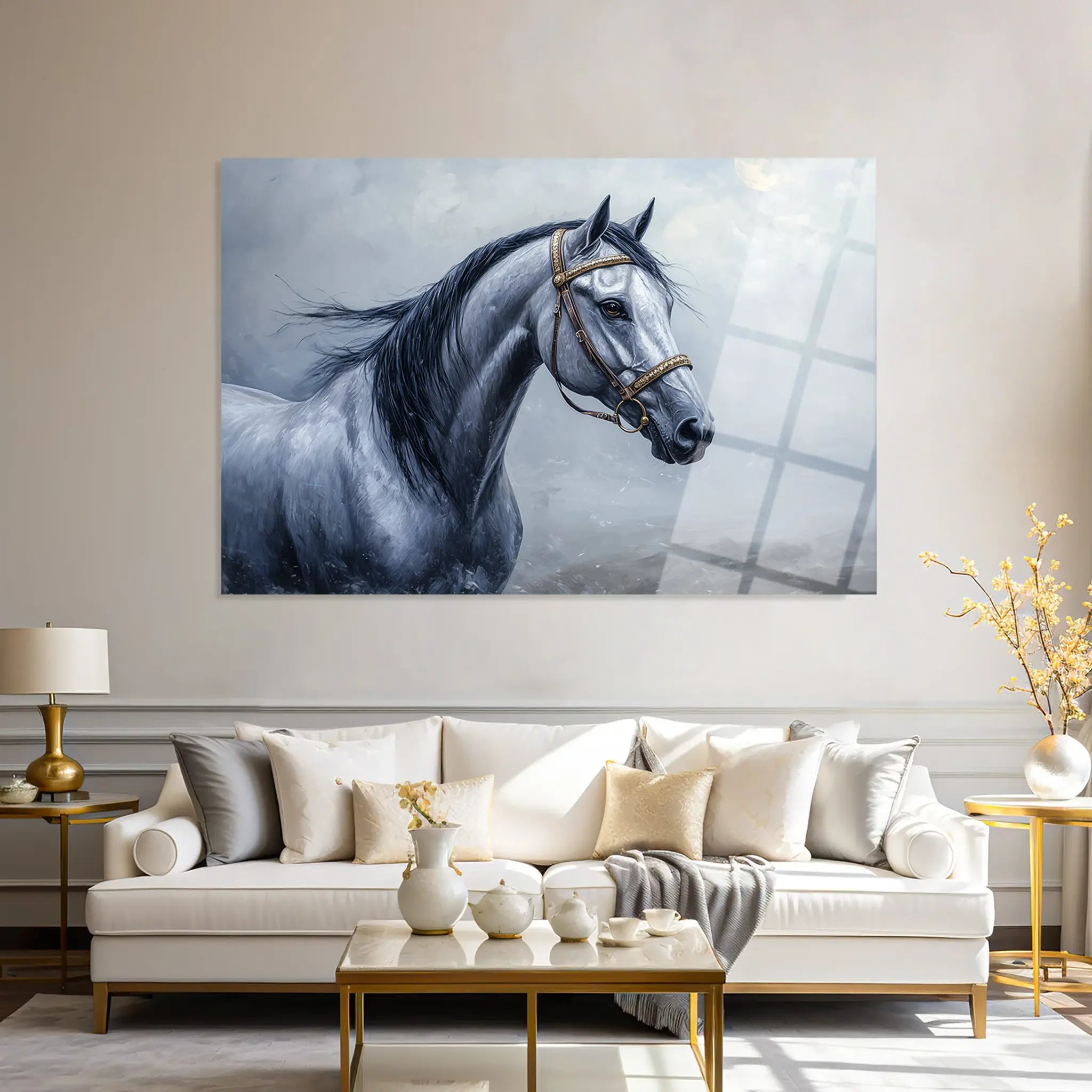 Horses Glass Wall Art GAD226-H 90 x 60 cm