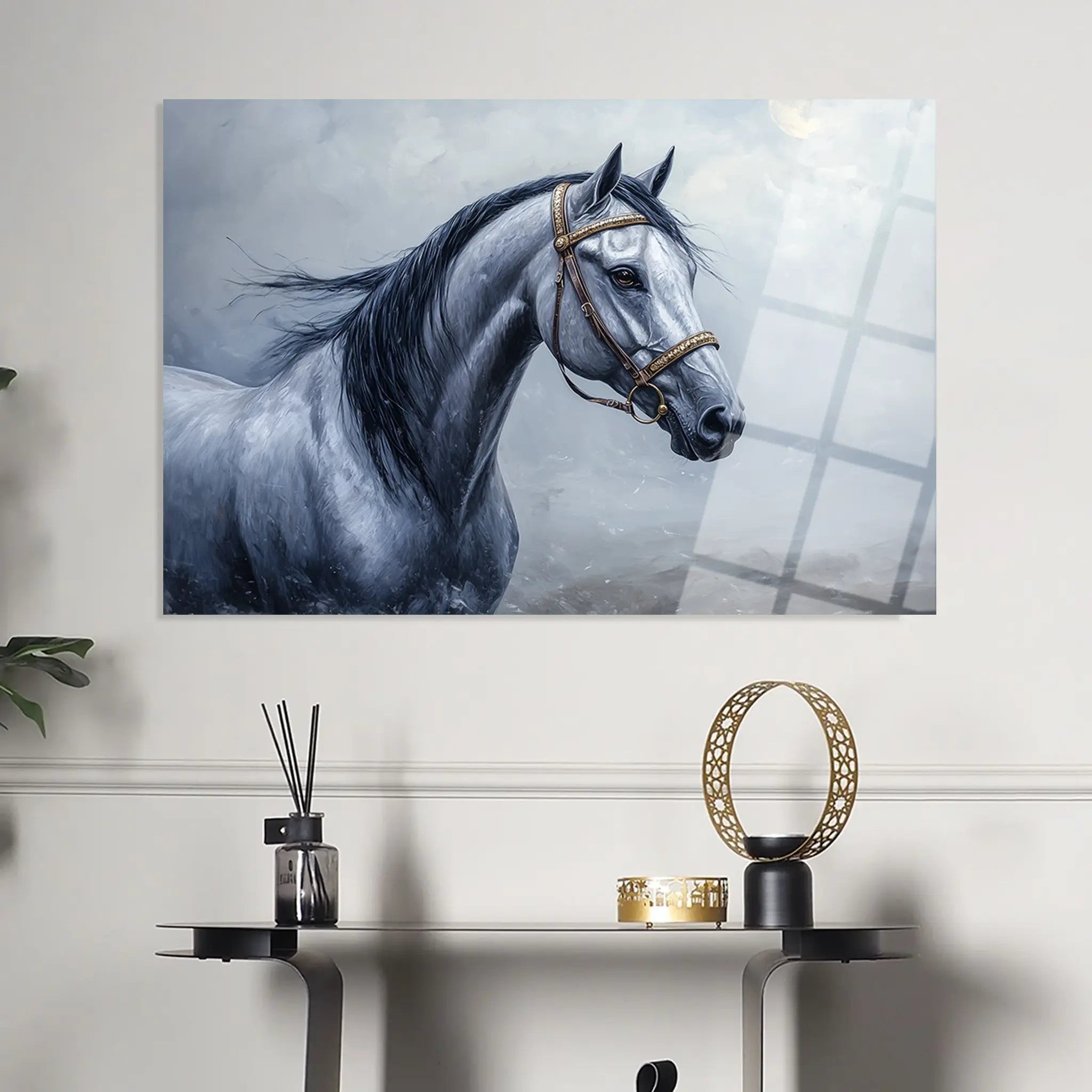 Horses Glass Wall Art GAD226-H 90 x 60 cm