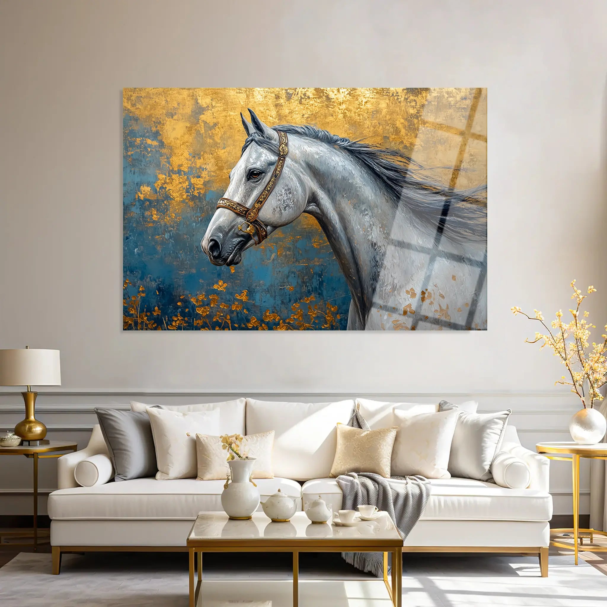 Horses Glass Wall Art GAD233-H 90 x 60 cm