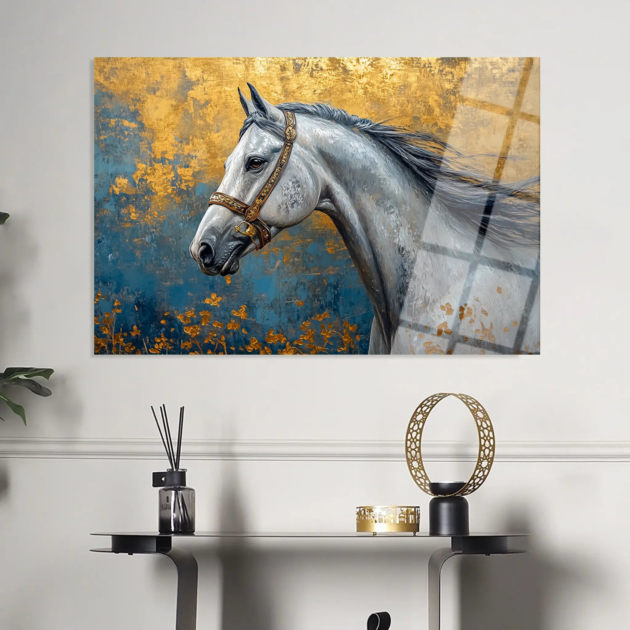 Horses Glass Wall Art GAD233-H 90 x 60 cm