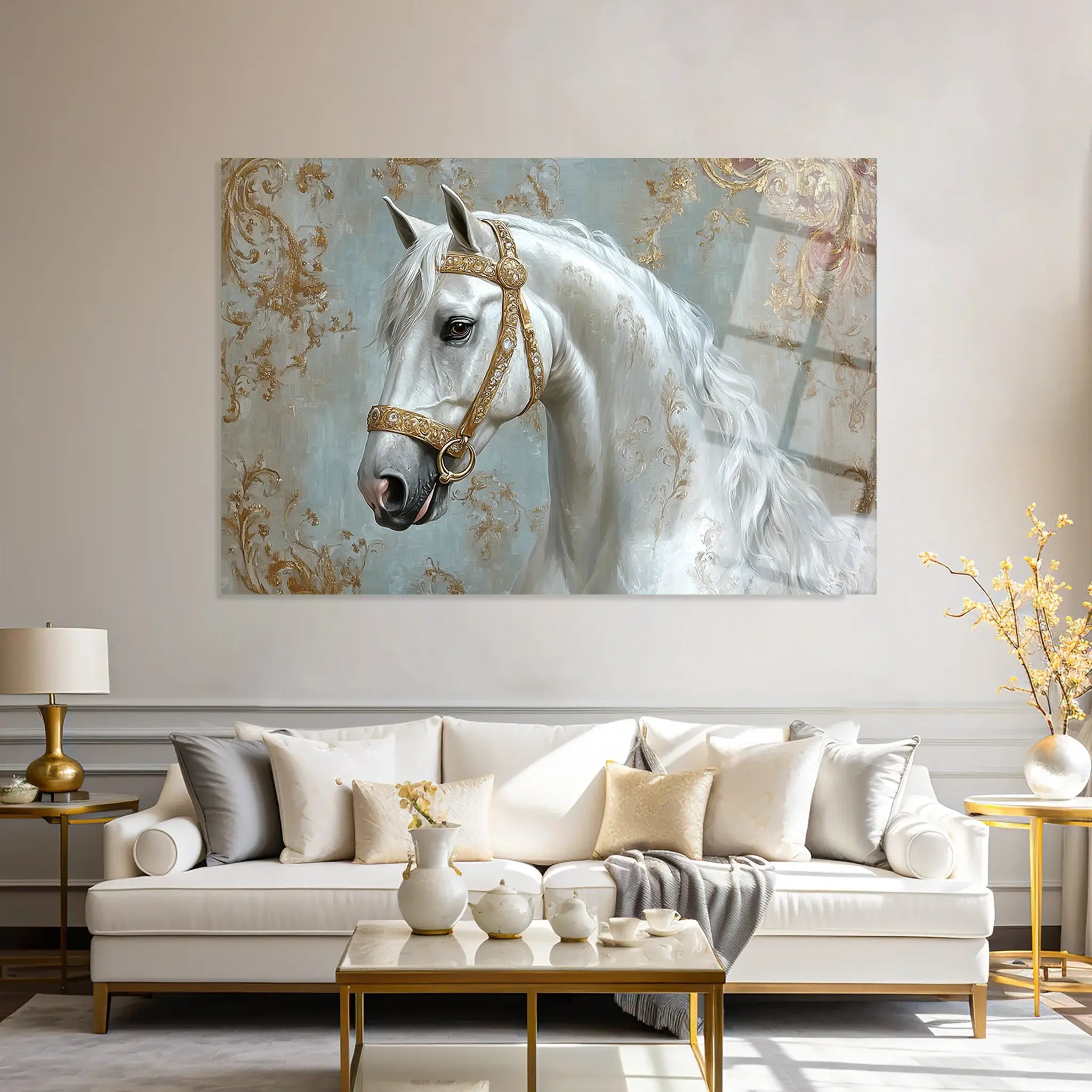 Horses Glass Wall Art GAD236-H 90 x 60 cm