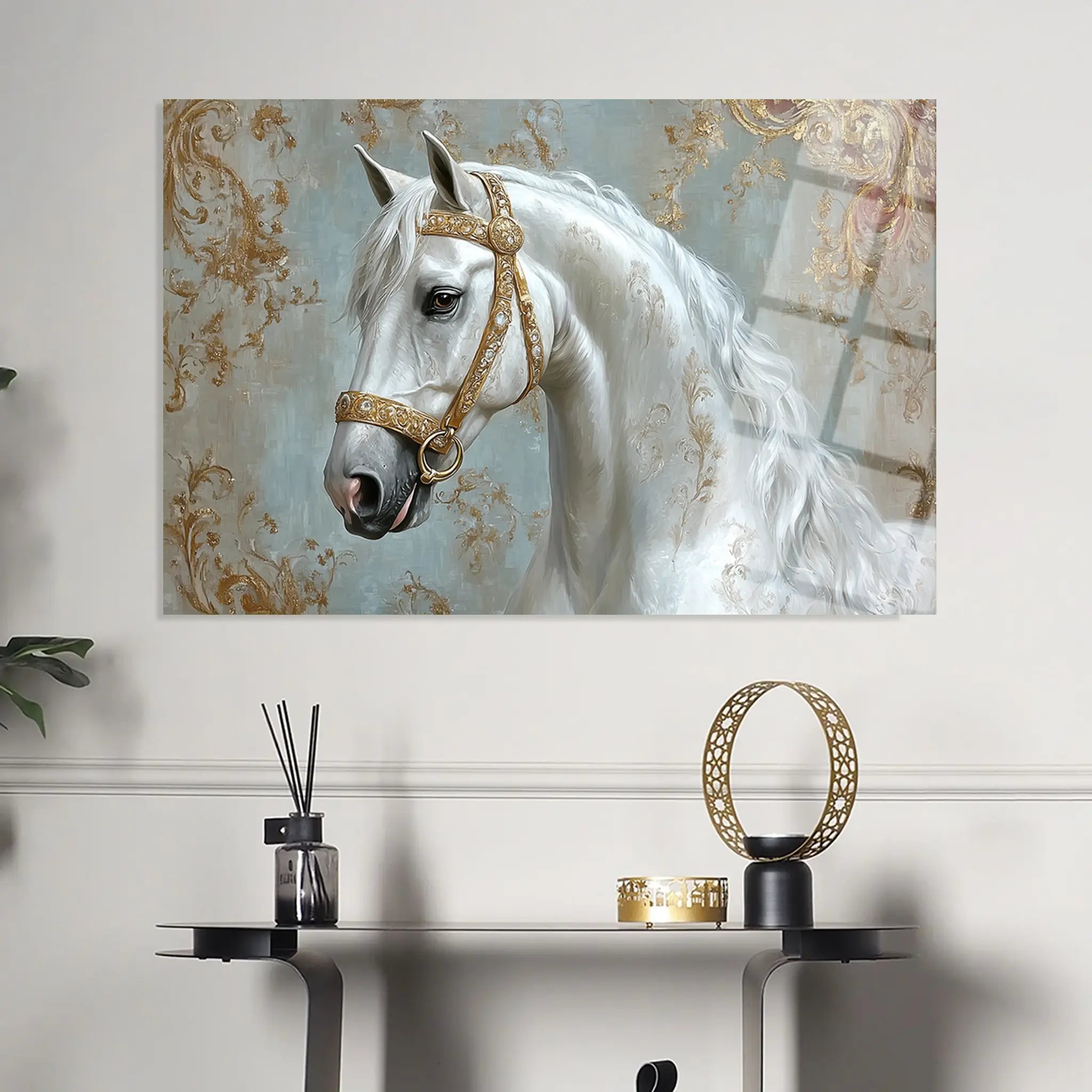 Horses Glass Wall Art GAD236-H 90 x 60 cm