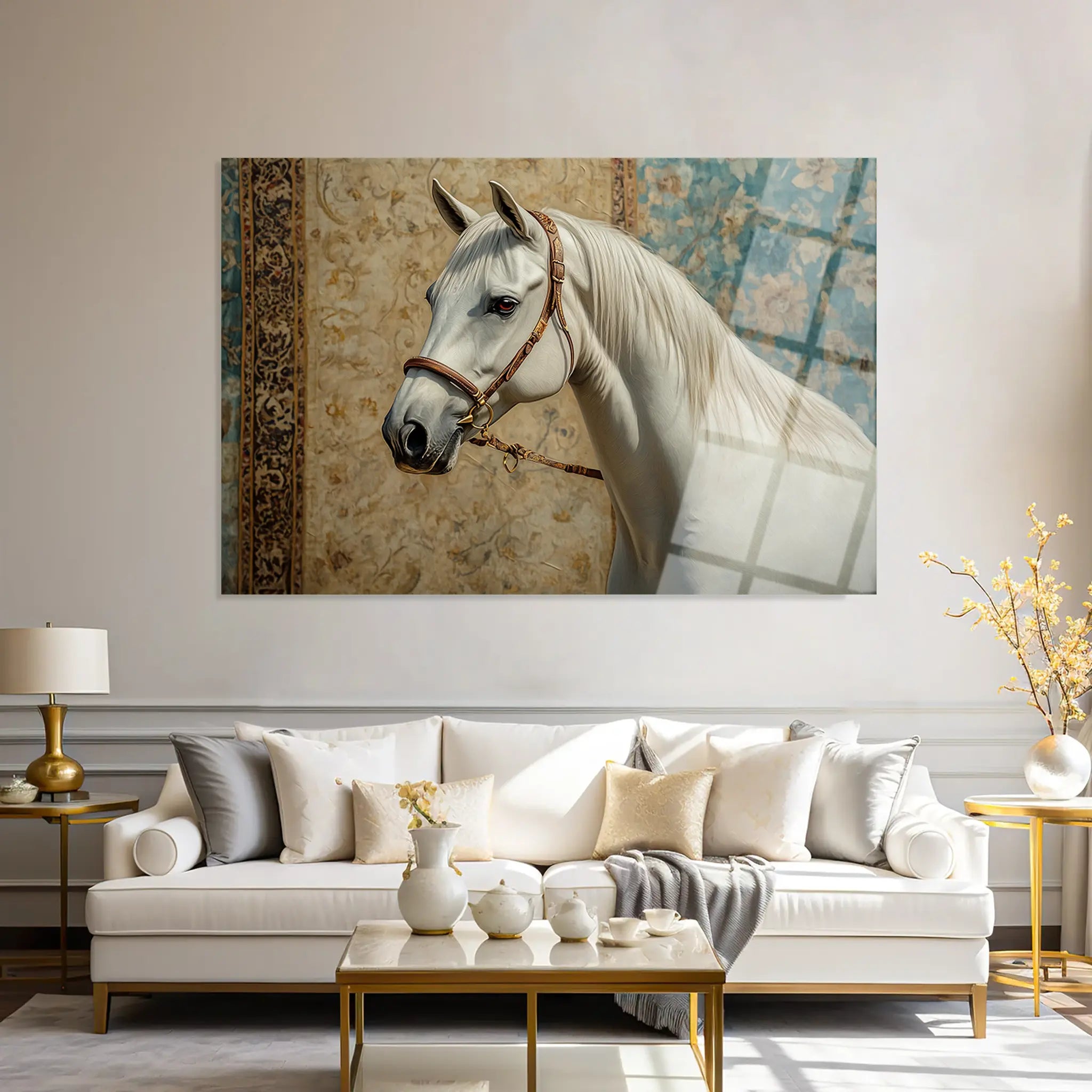 Horses Glass Wall Art GAD238-H 90 x 60 cm