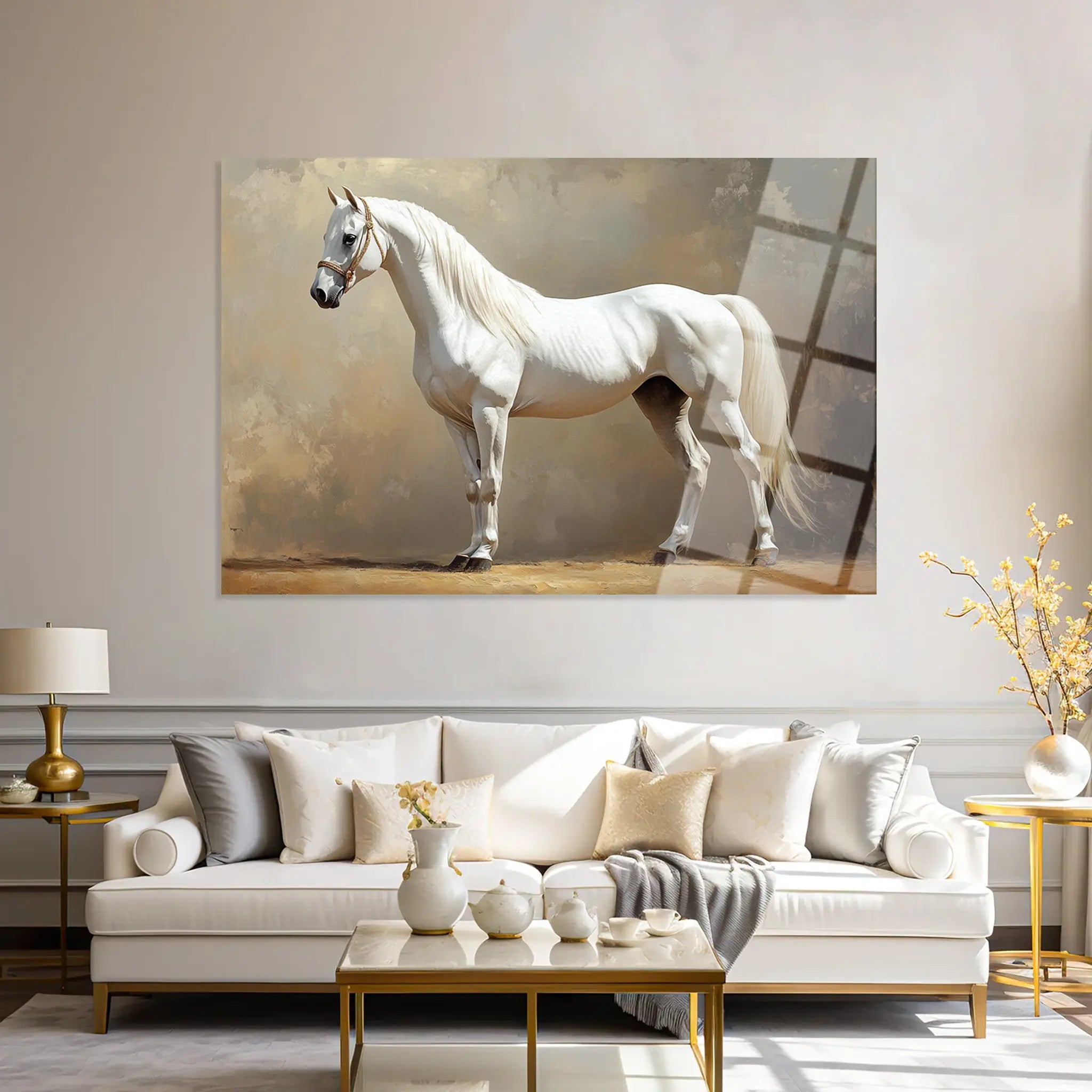 Horses Glass Wall Art GAD239-H 90 x 60 cm