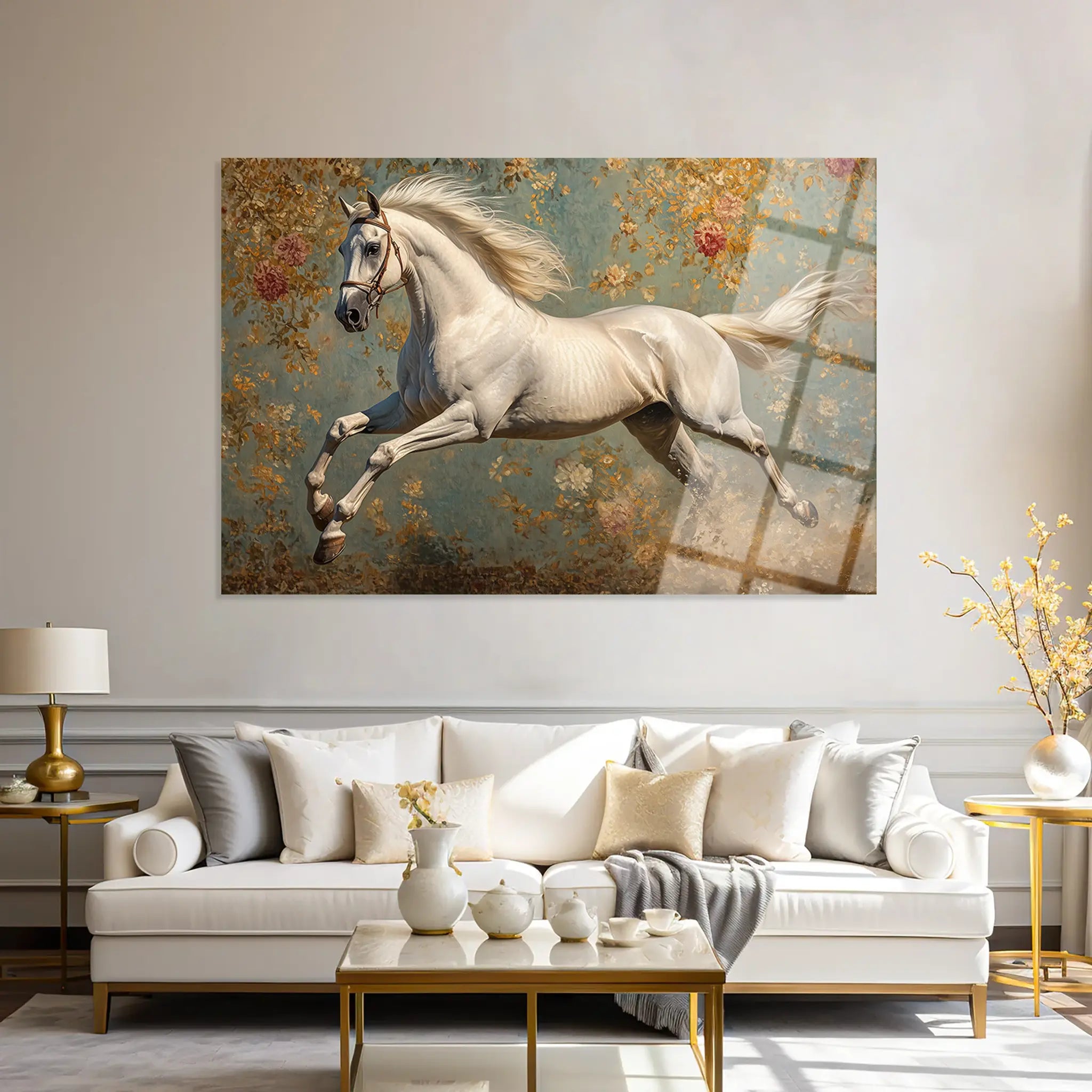 Horses Glass Wall Art GAD241-H 90 x 60 cm