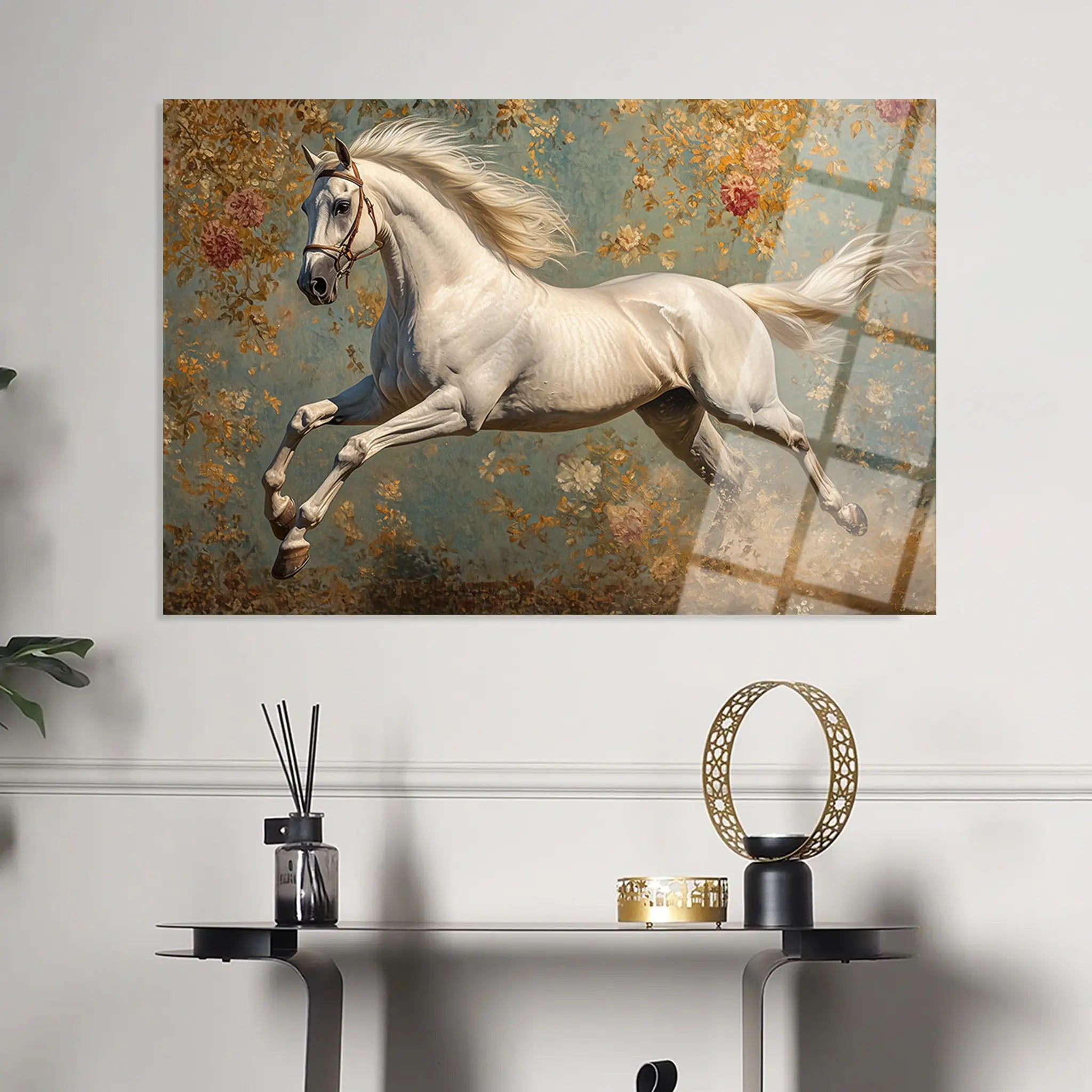 Horses Glass Wall Art GAD241-H 90 x 60 cm
