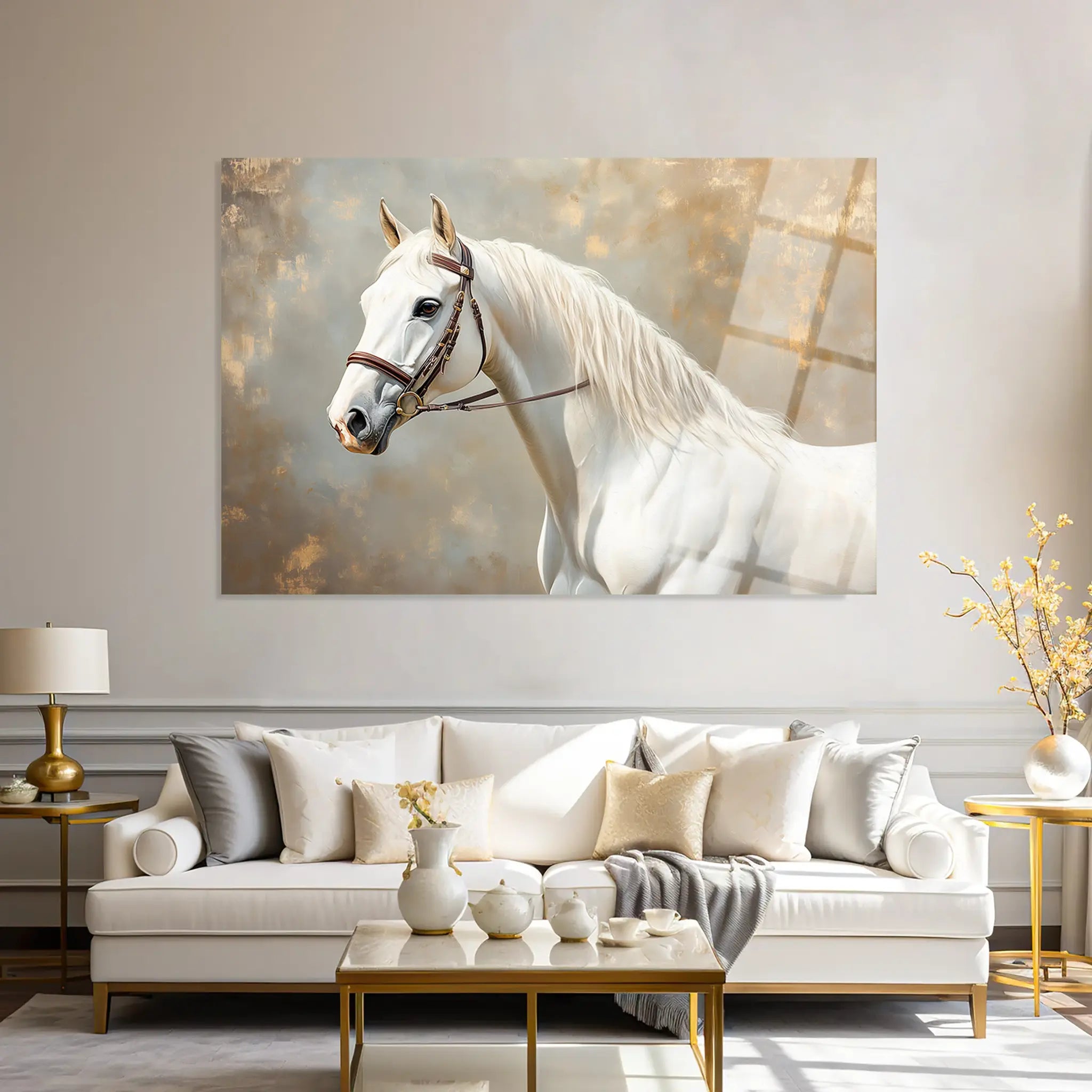 Horses Glass Wall Art GAD243-H 90 x 60 cm
