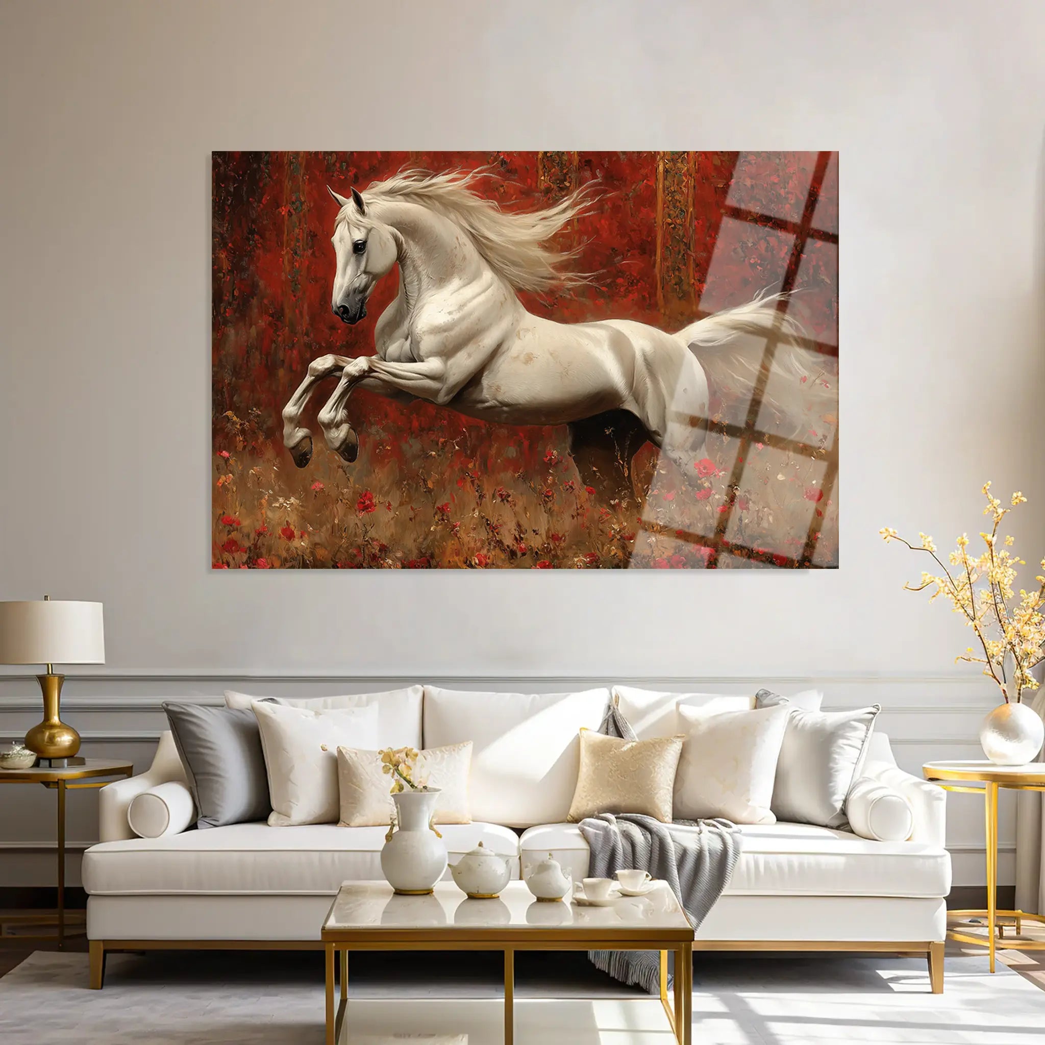Horses Glass Wall Art GAD244-H 90 x 60 cm