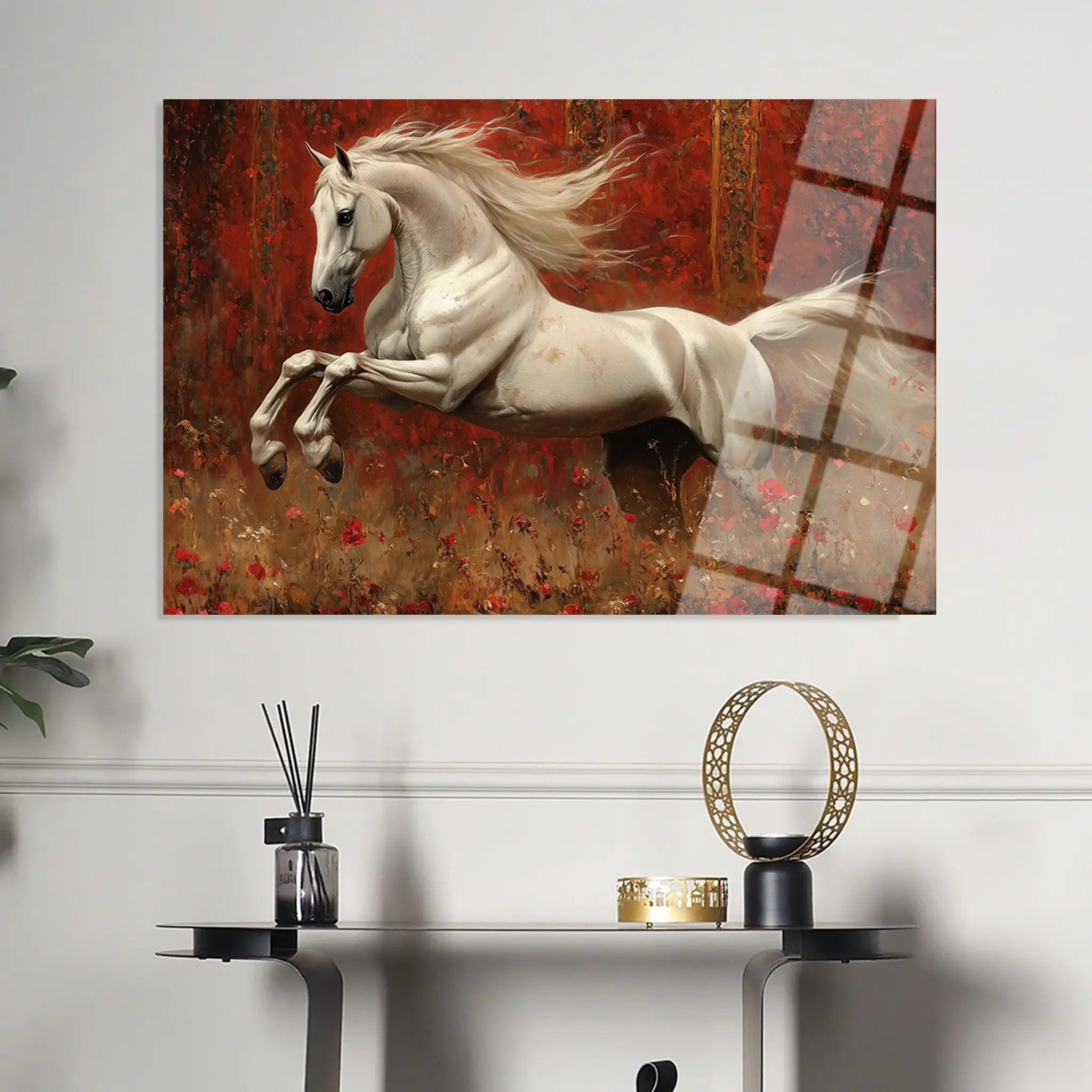 Horses Glass Wall Art GAD244-H 90 x 60 cm