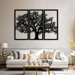 Chic Tree Silhouette Metal Wall Art Set 35 × 75 cm / Black