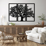 Chic Tree Silhouette Metal Wall Art Set 35 × 75 cm / Black