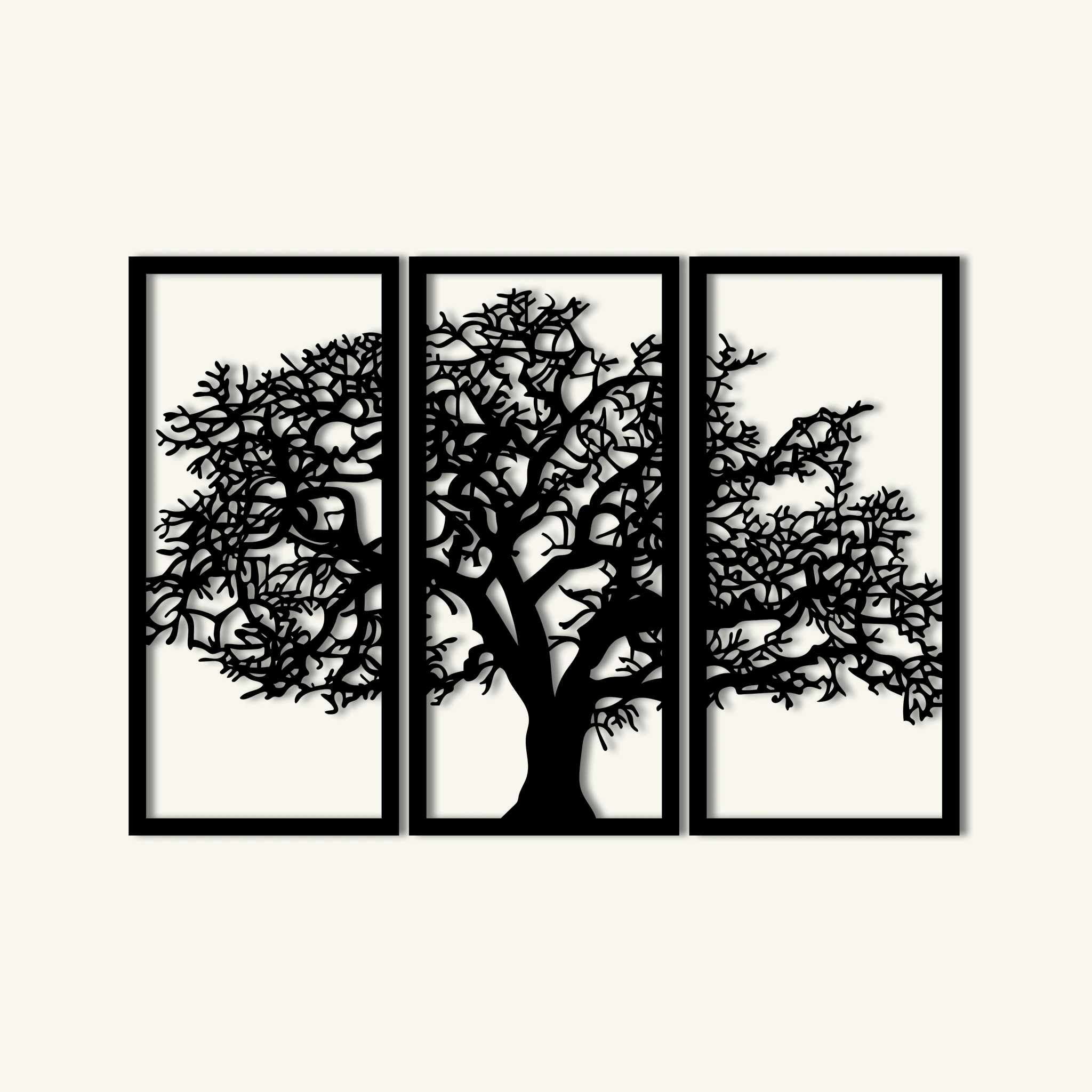 Chic Tree Silhouette Metal Wall Art Set 35 × 75 cm / Black