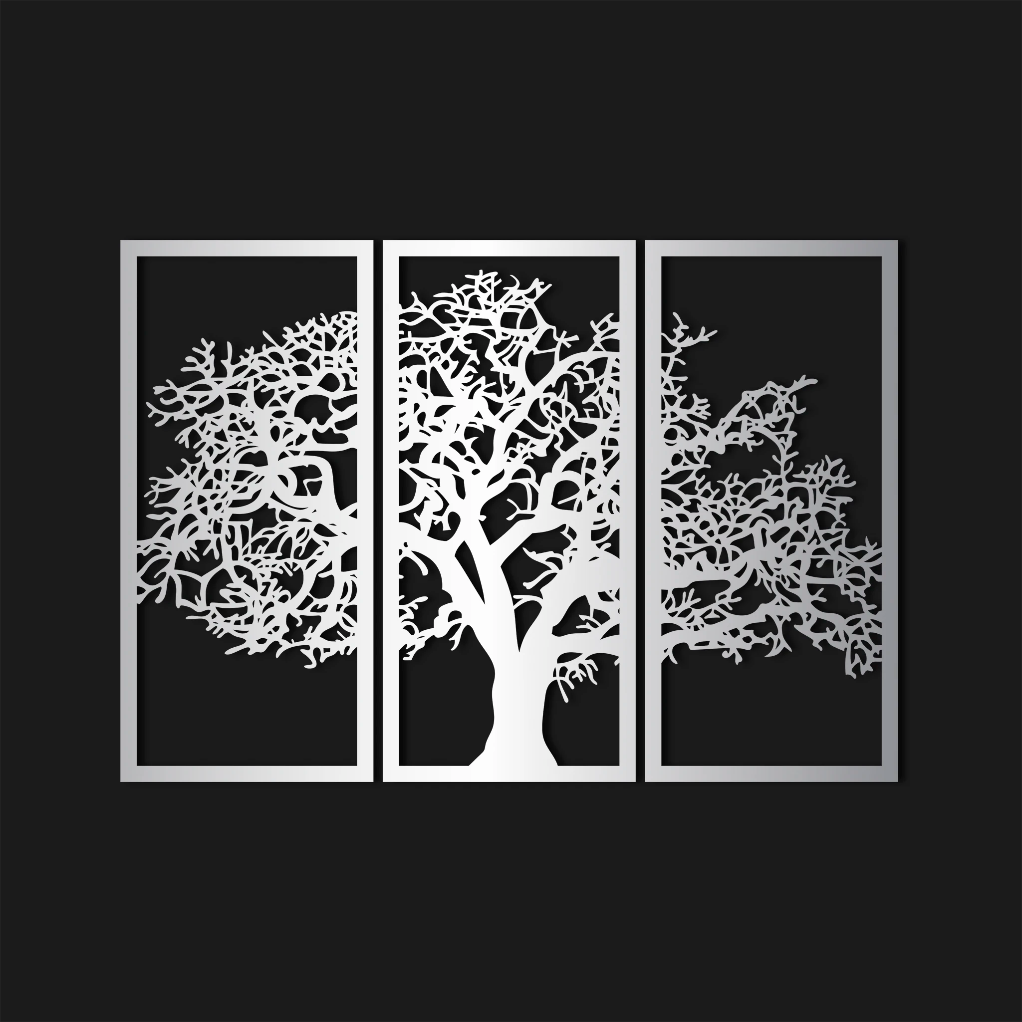 Chic Tree Silhouette Metal Wall Art Set 35 × 75 cm / Black