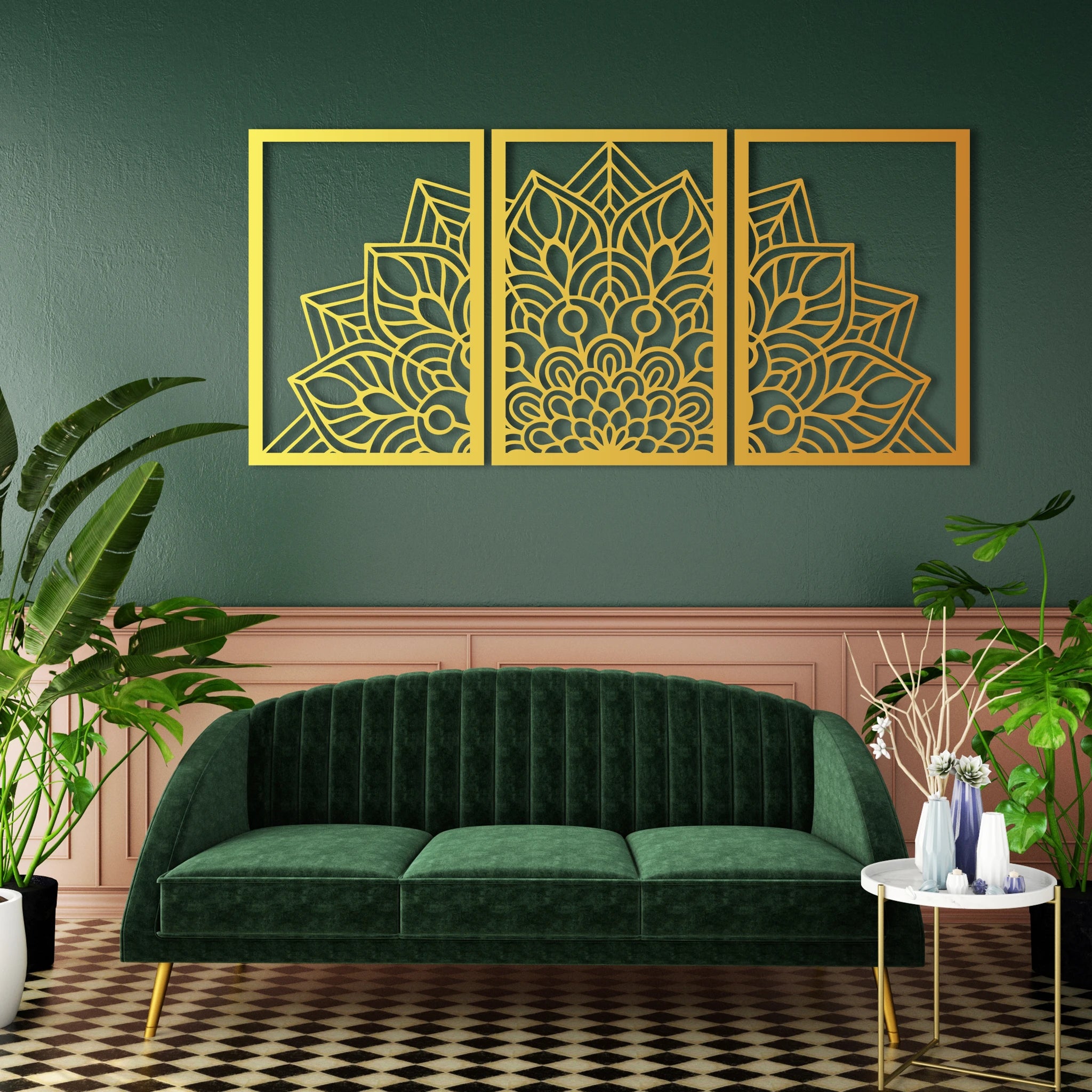 Intricate Mandala Metal Wall Art Set 40 × 58 cm / Black