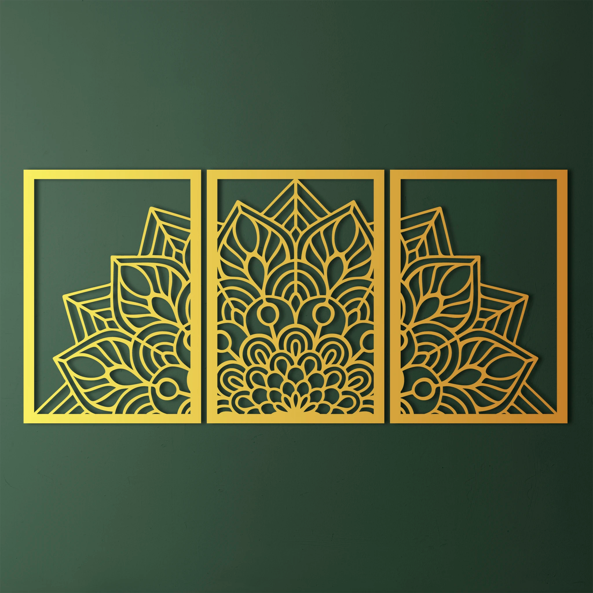 Intricate Mandala Metal Wall Art Set 40 × 58 cm / Black