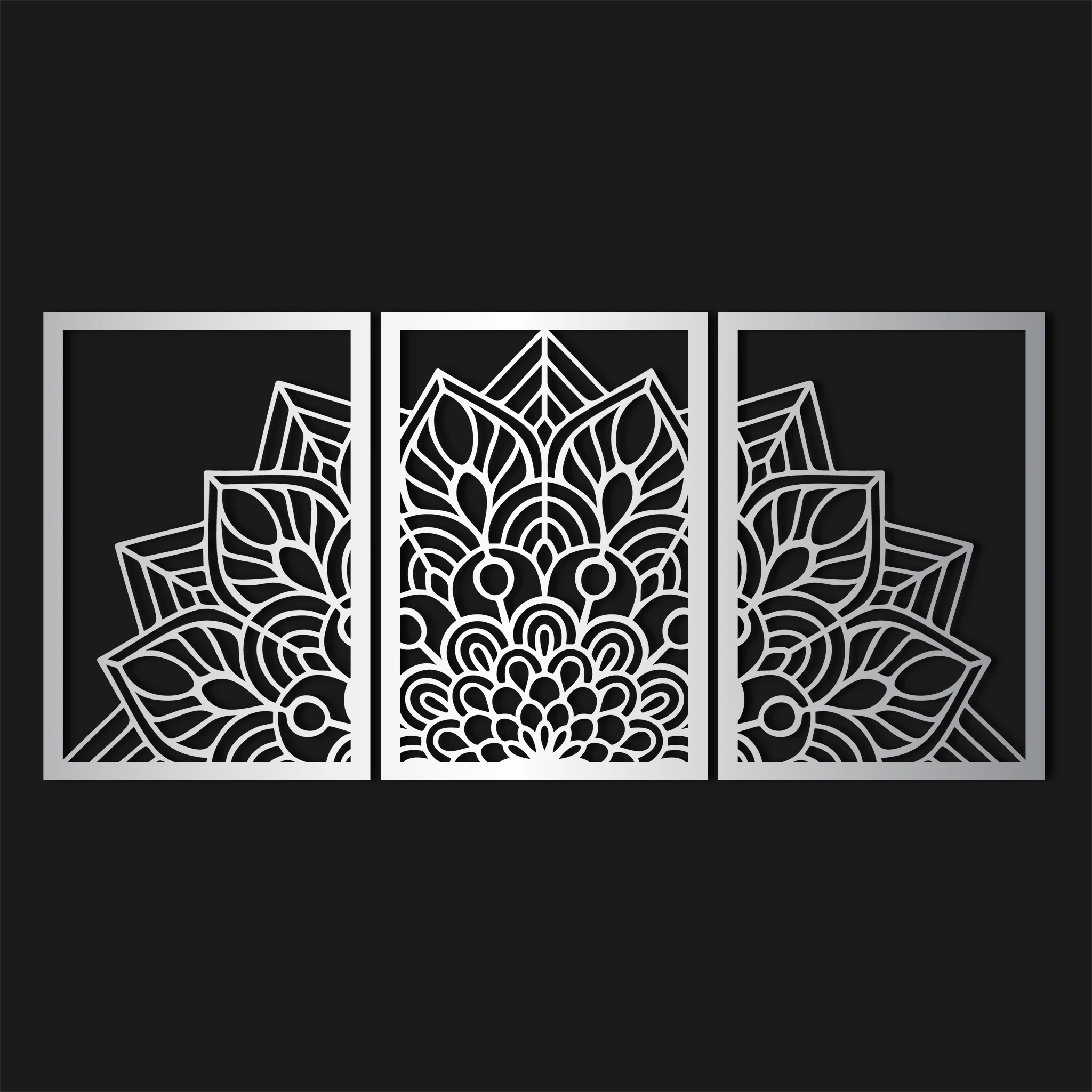 Intricate Mandala Metal Wall Art Set 40 × 58 cm / Black