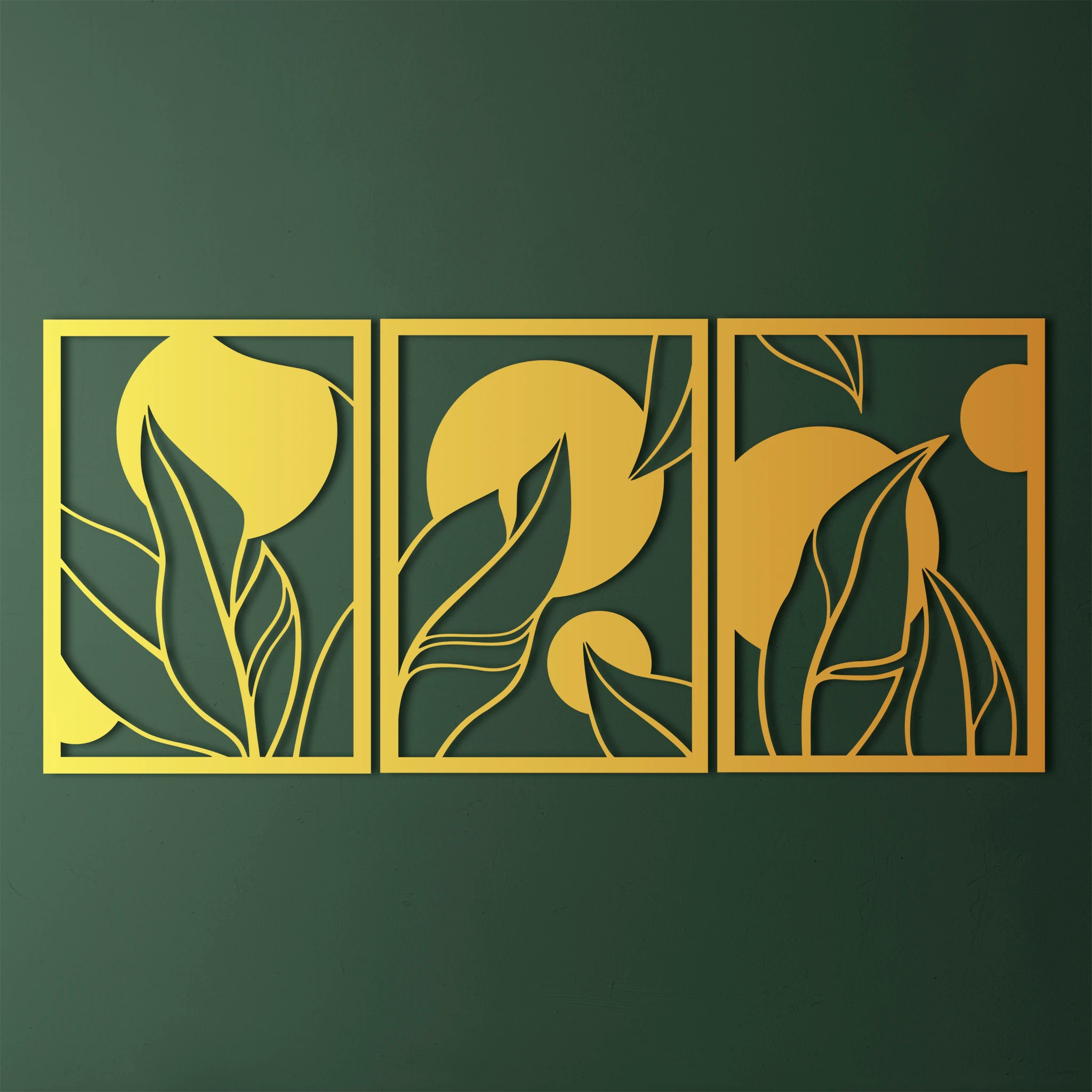 Abstract Leaf Pattern Metal Wall Art Set 40 × 56 cm / Black