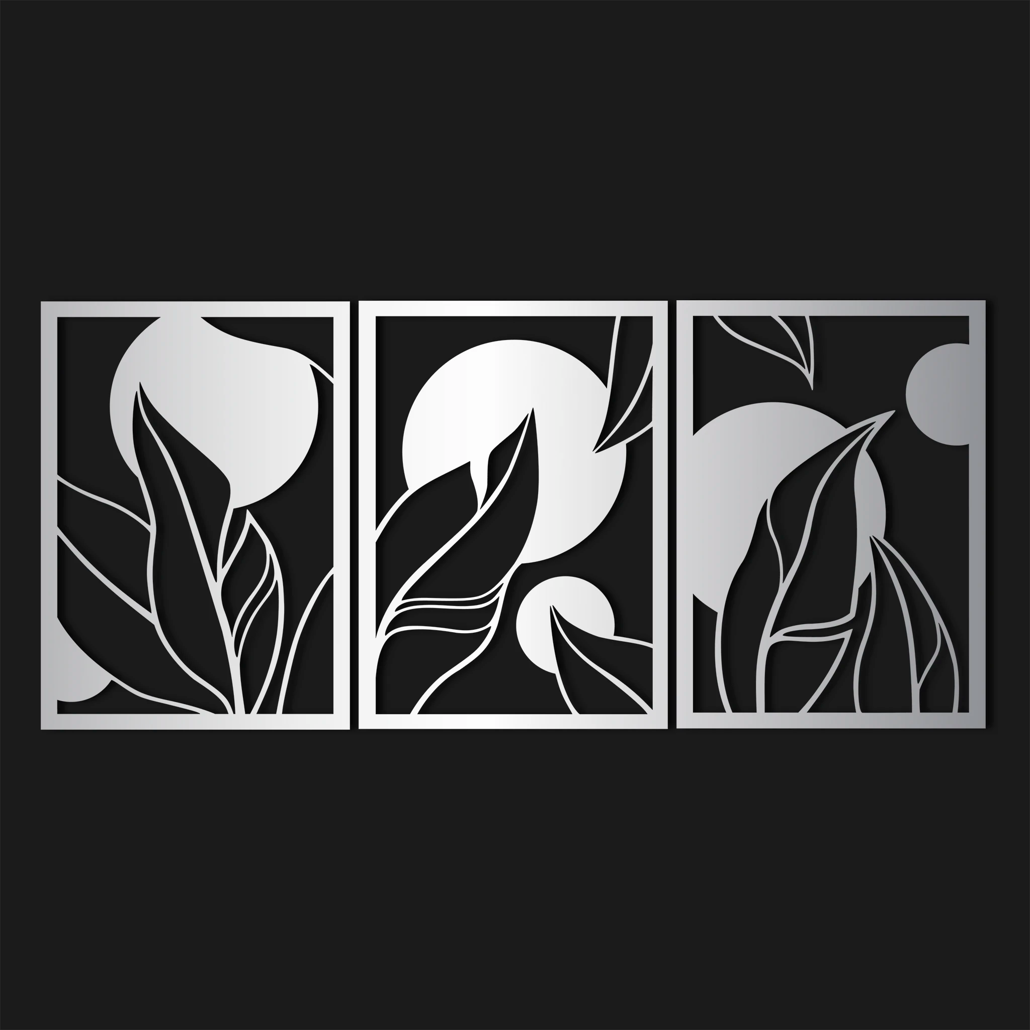 Abstract Leaf Pattern Metal Wall Art Set 40 × 56 cm / Black