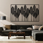 Contemporary Leaf Metal Wall Art 77 × 47 cm / Black