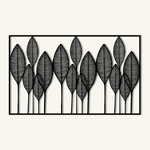 Contemporary Leaf Metal Wall Art 77 × 47 cm / Black