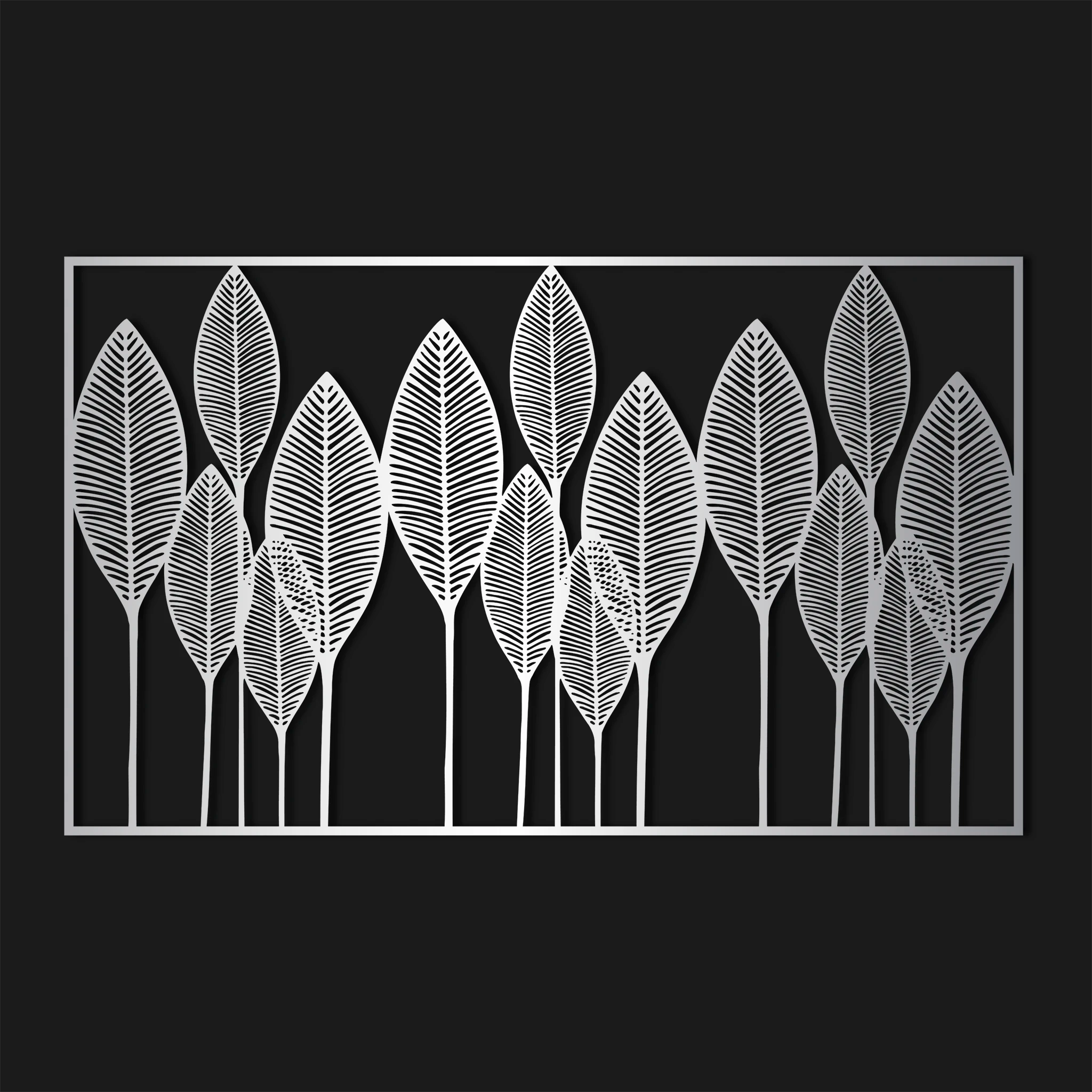 Contemporary Leaf Metal Wall Art 77 × 47 cm / Black