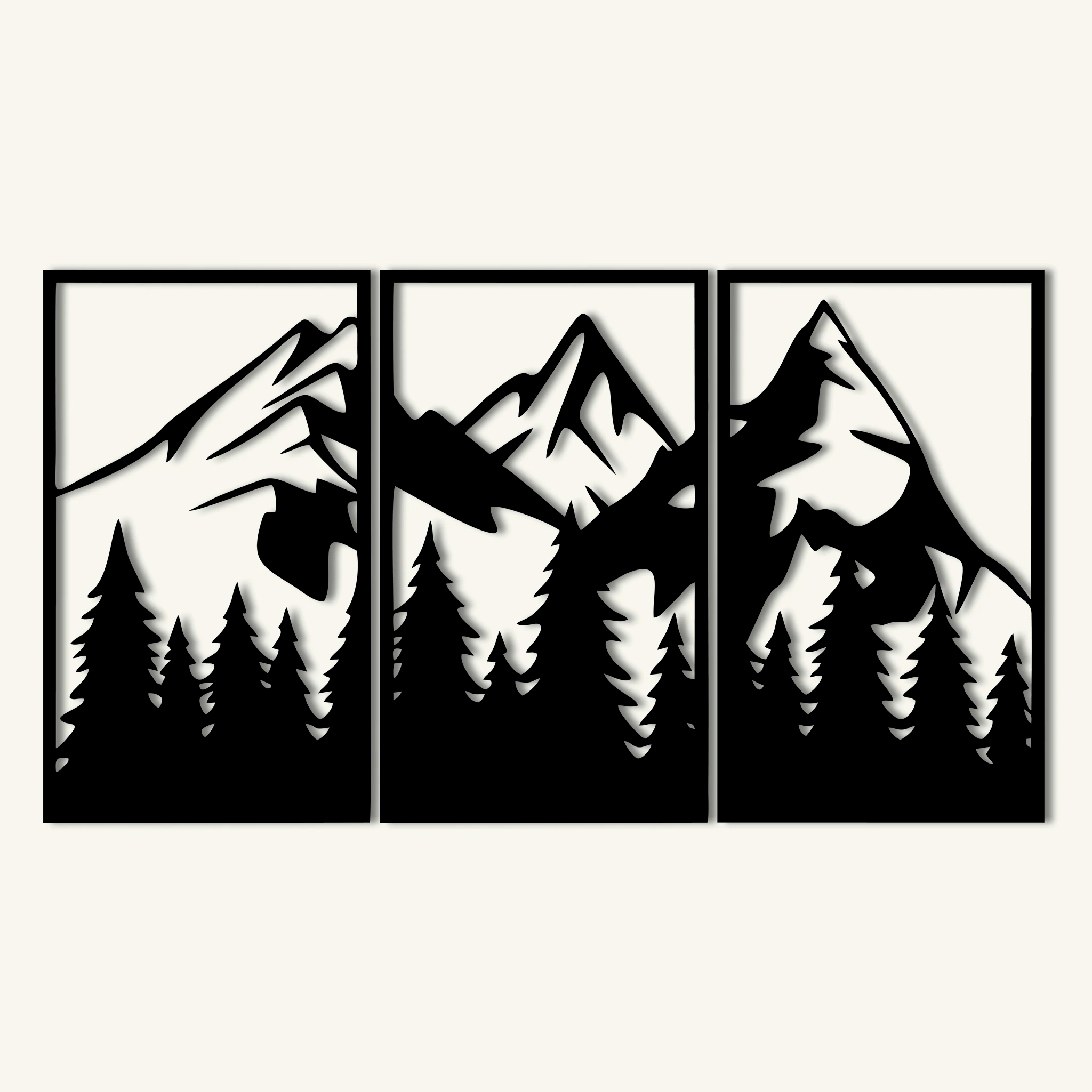 Bold Mountain Pine Metal Wall Art Set 41 × 69 cm / Black