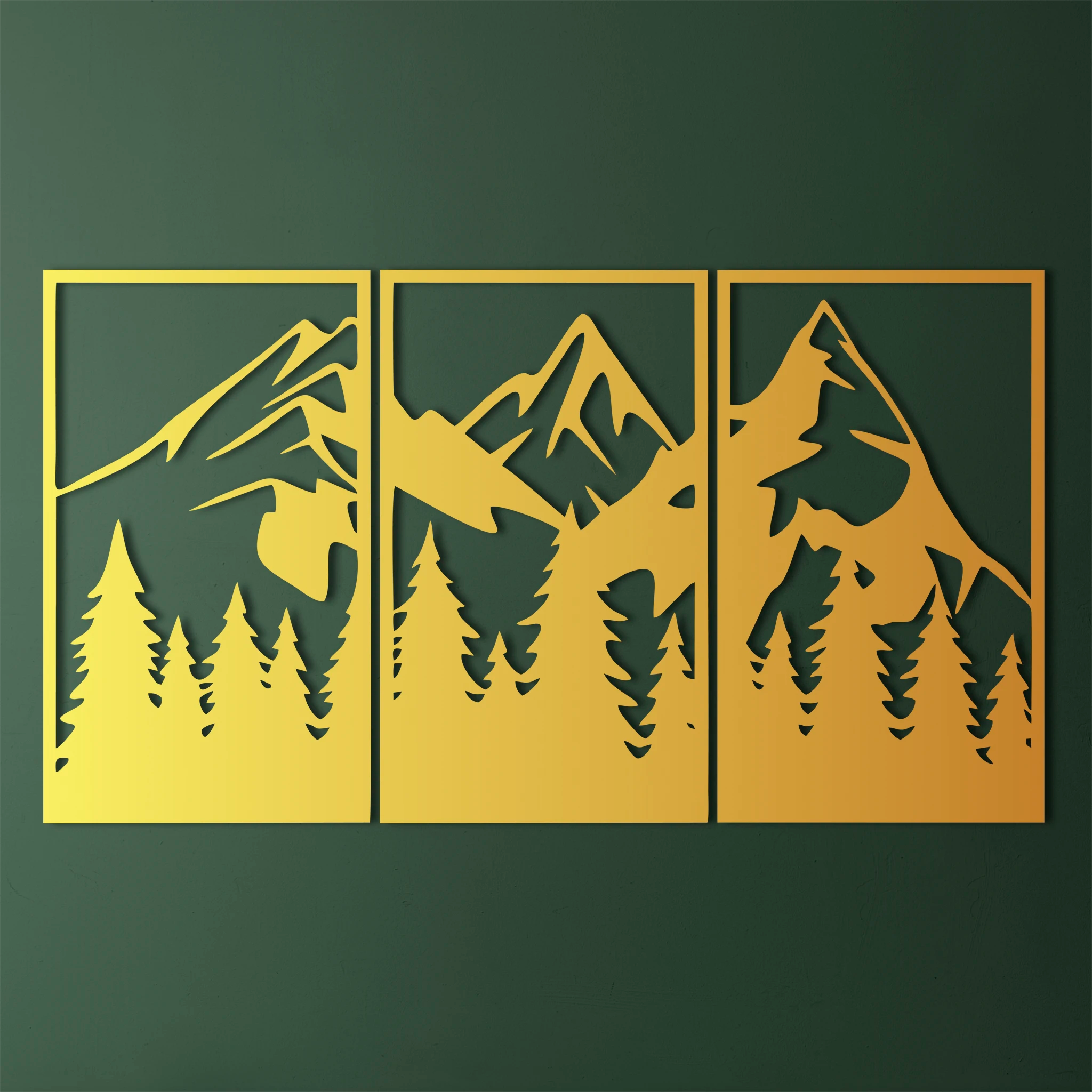 Bold Mountain Pine Metal Wall Art Set 41 × 69 cm / Black