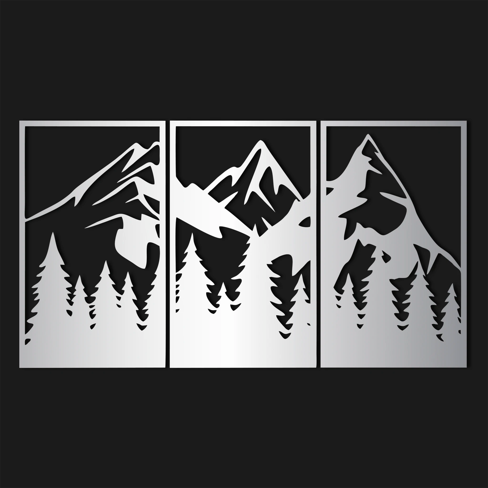 Bold Mountain Pine Metal Wall Art Set 41 × 69 cm / Black