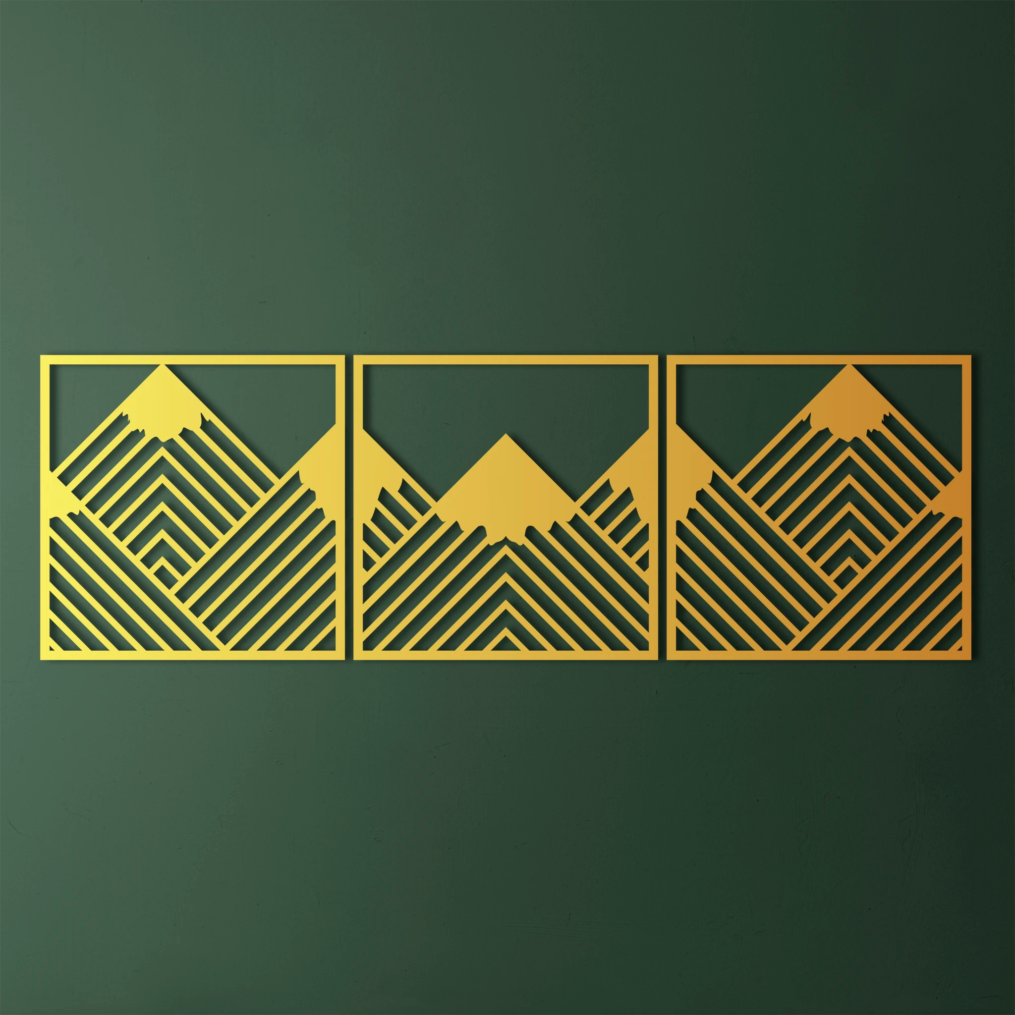 Bold Geometric Mountain Metal Wall Art Set 45 × 45 cm / Black