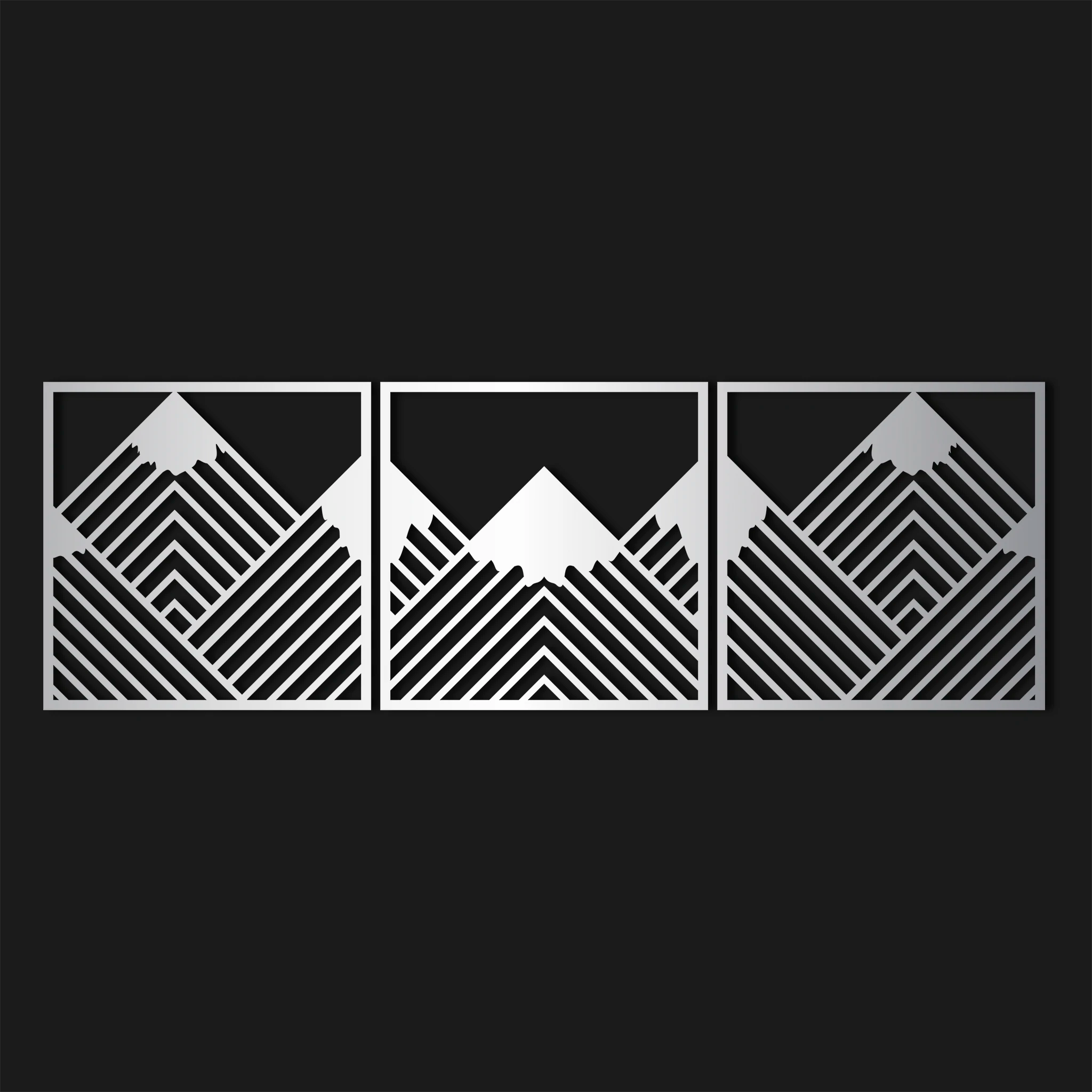 Bold Geometric Mountain Metal Wall Art Set 45 × 45 cm / Black