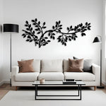 Timeless Branch Leaves Metal Wall Art 90 × 39 cm / Black