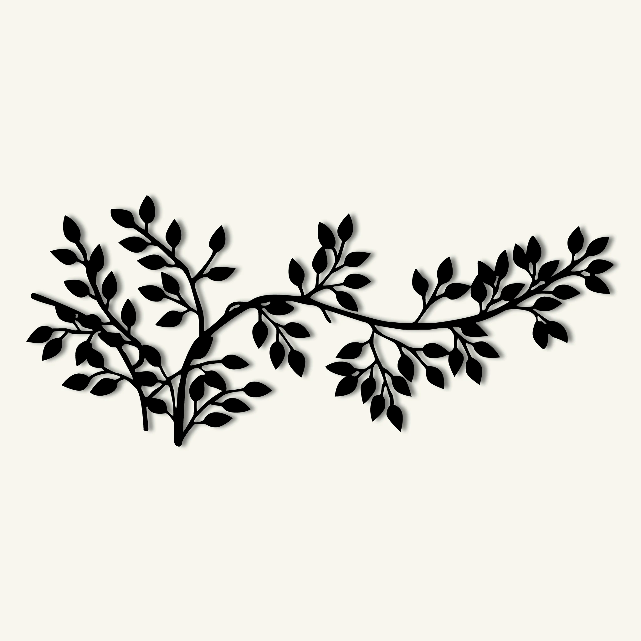 Timeless Branch Leaves Metal Wall Art 90 × 39 cm / Black