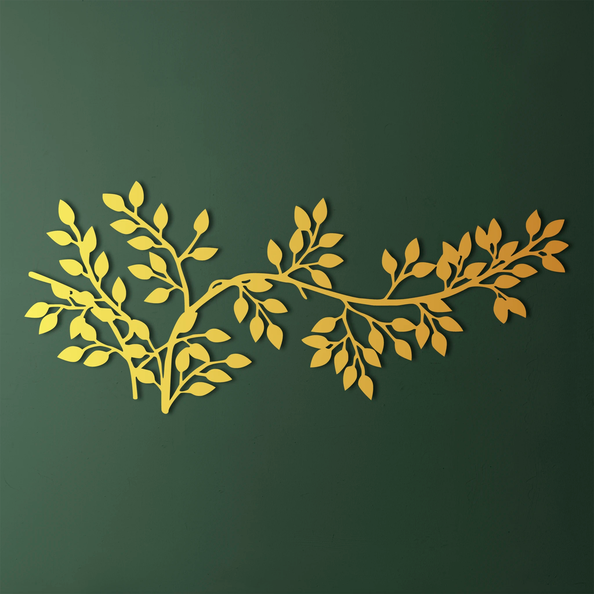 Timeless Branch Leaves Metal Wall Art 90 × 39 cm / Black