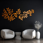 Timeless Branch Leaves Metal Wall Art 90 × 39 cm / Black