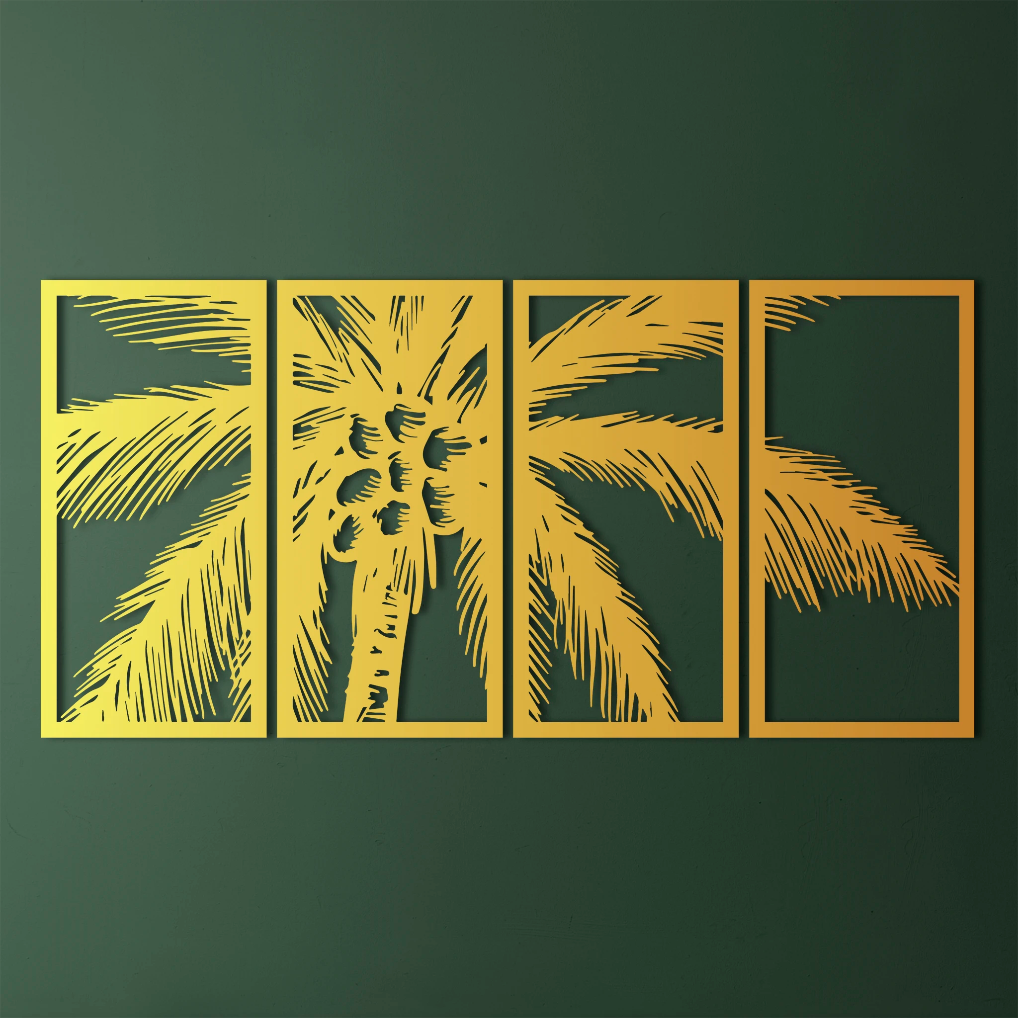 Tropical Palm Tree Metal Wall Art Set 30 × 62 cm / Black