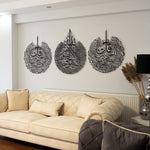 Set of 3 Metal Ayatul Kursi, Surah An-Nas and Surah Al-Falaq Islamic Metal Art 80 x 62 cm / Gold