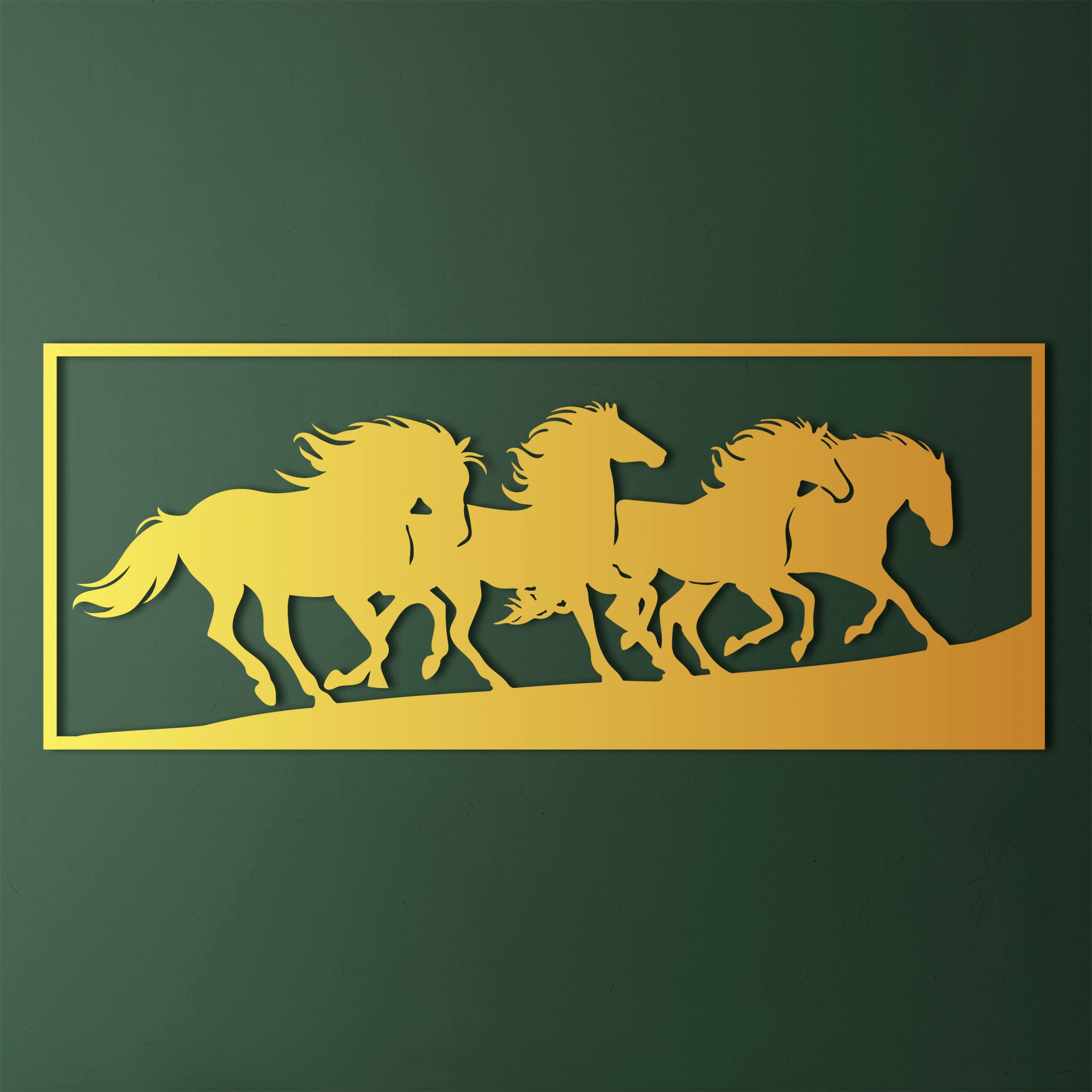 Dynamic Running Horses Metal Wall Art 90 × 37 cm / Black