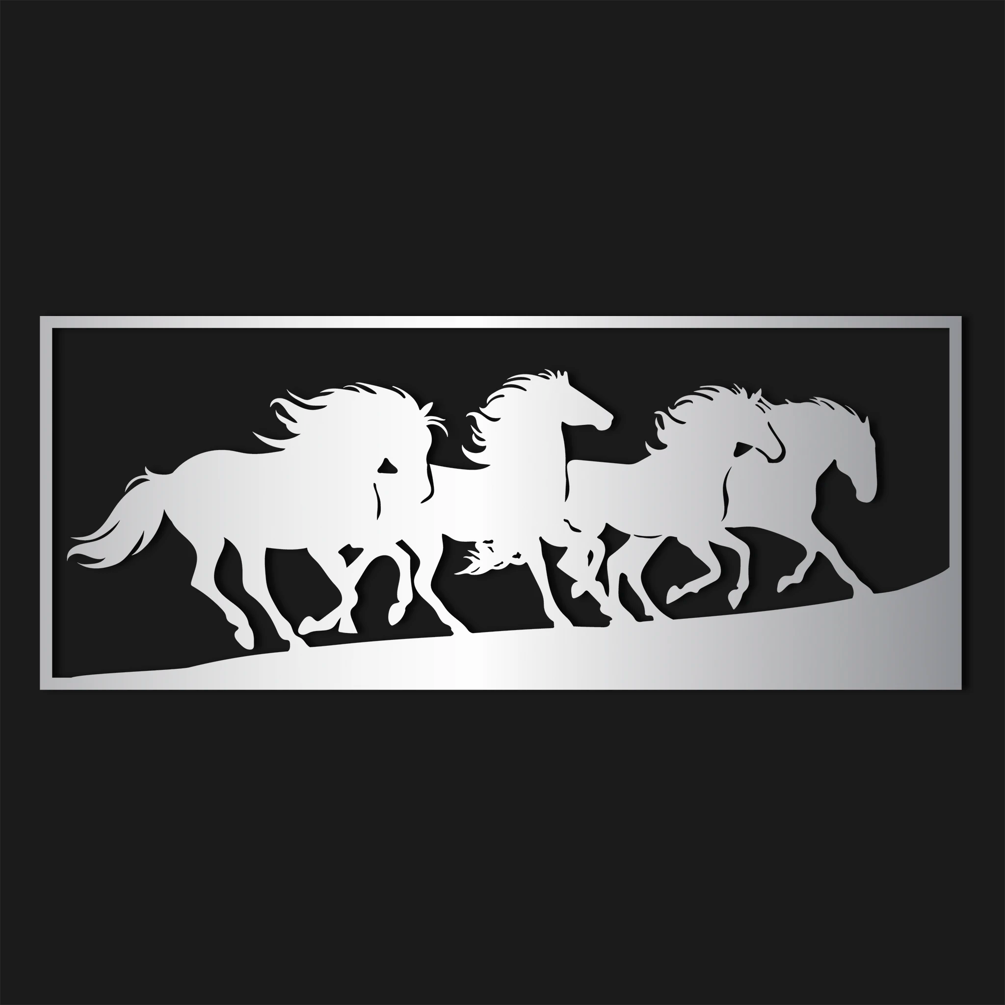 Dynamic Running Horses Metal Wall Art 90 × 37 cm / Black