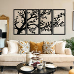 Serene Branches Metal Wall Art Set 30 × 60 cm / Black
