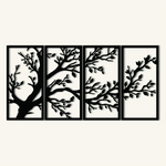 Serene Branches Metal Wall Art Set 30 × 60 cm / Black