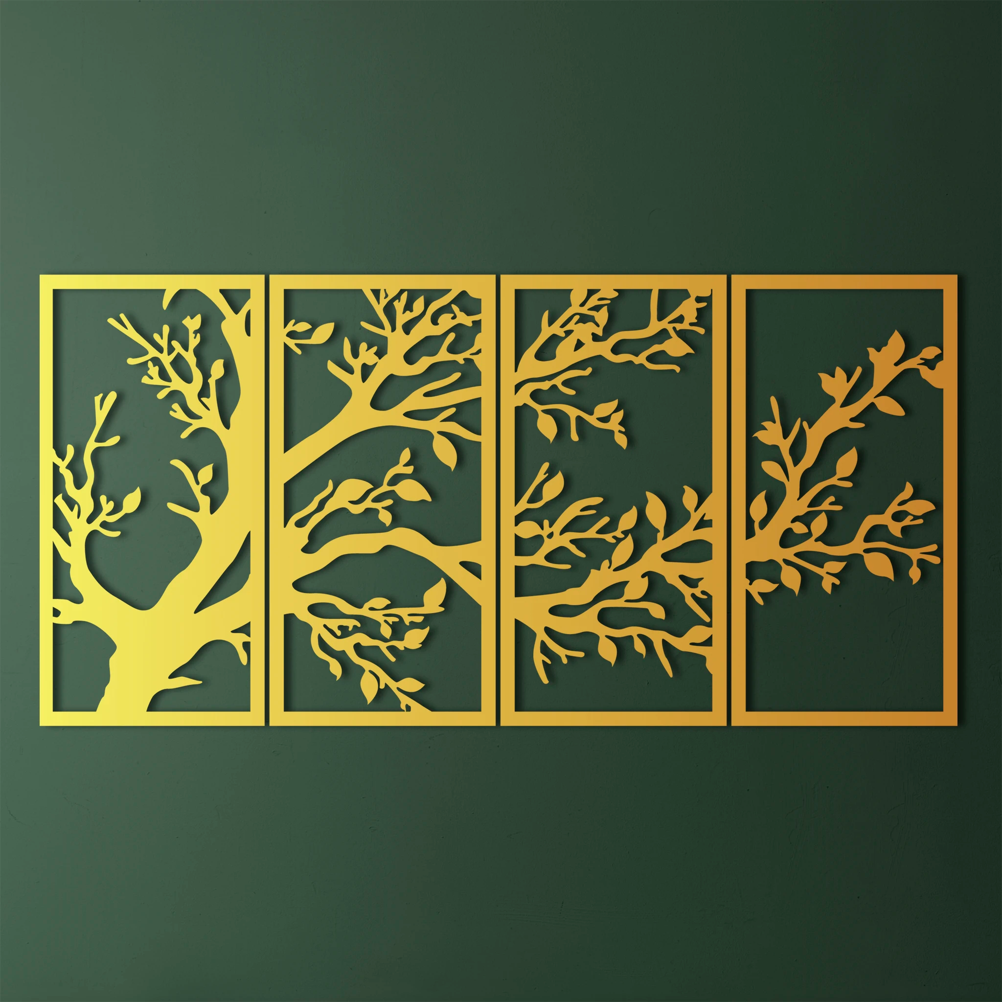 Serene Branches Metal Wall Art Set 30 × 60 cm / Black