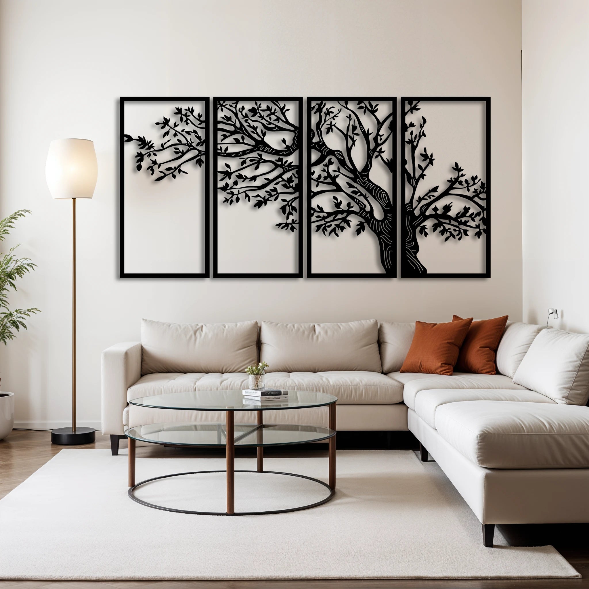Majestic Tree Metal Wall Art Set 31 × 62 cm / Black
