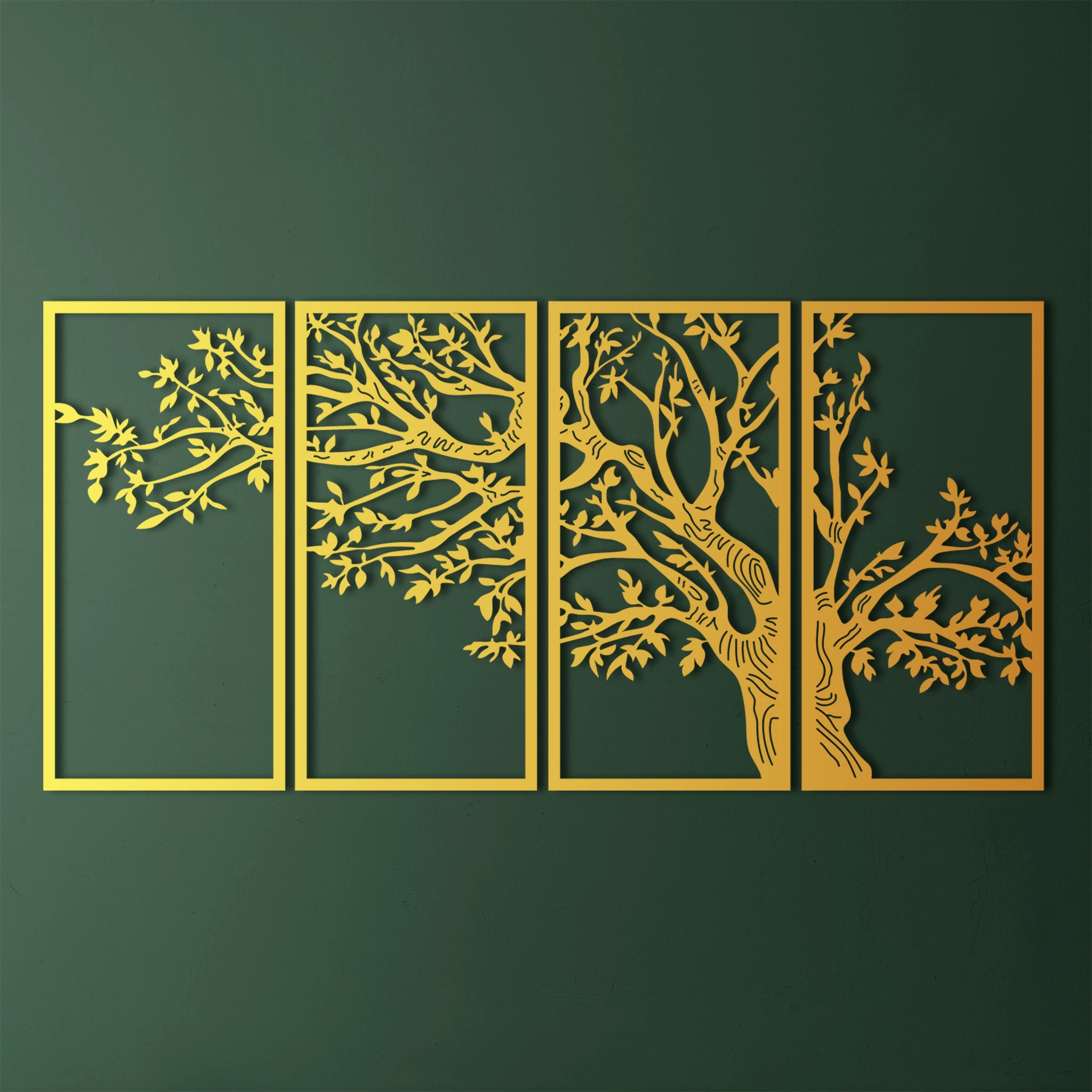 Majestic Tree Metal Wall Art Set 31 × 62 cm / Black