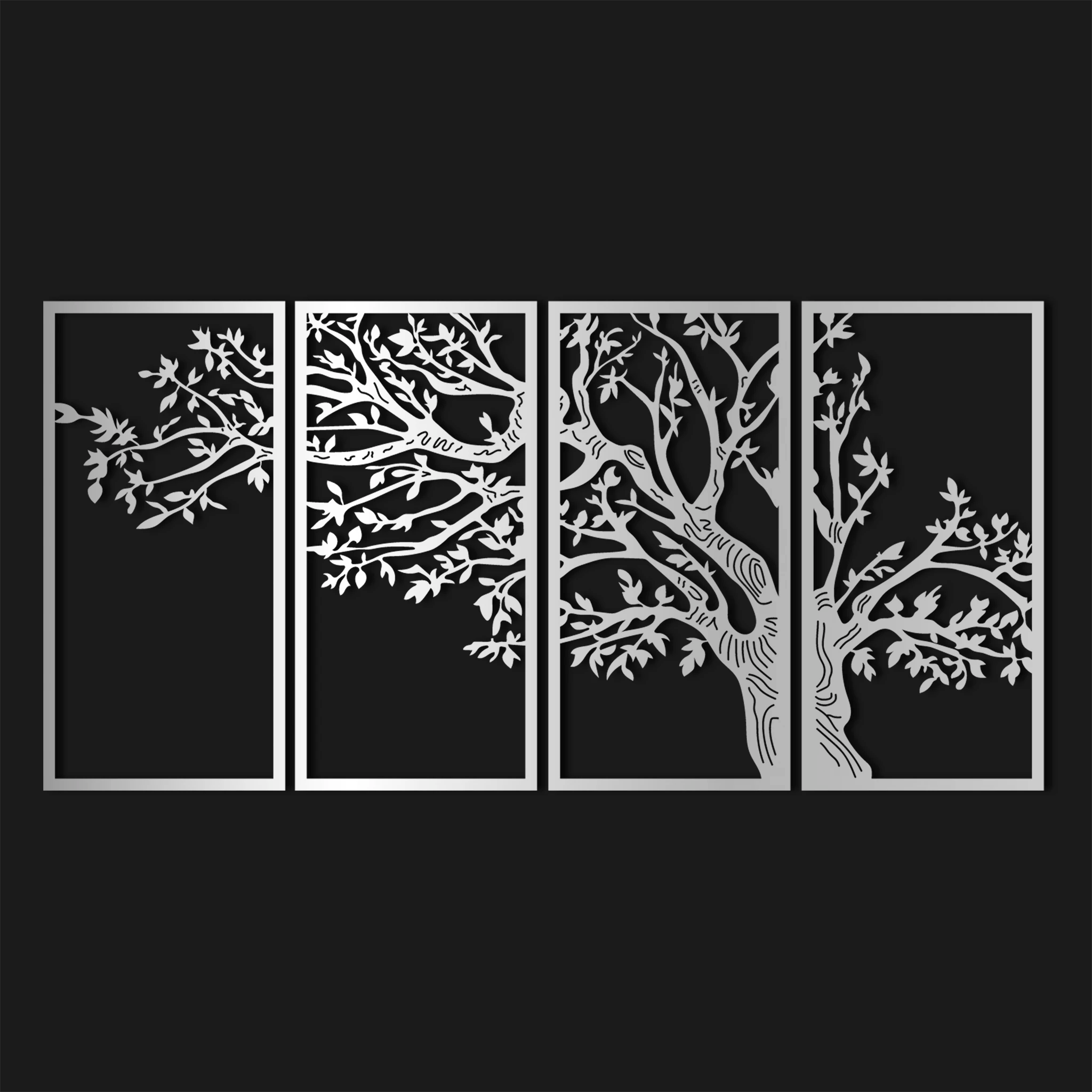 Majestic Tree Metal Wall Art Set 31 × 62 cm / Black