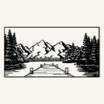 Classic Lakeside Mountain Metal Wall Art 75 × 40 cm / Black