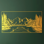 Classic Lakeside Mountain Metal Wall Art 75 × 40 cm / Black