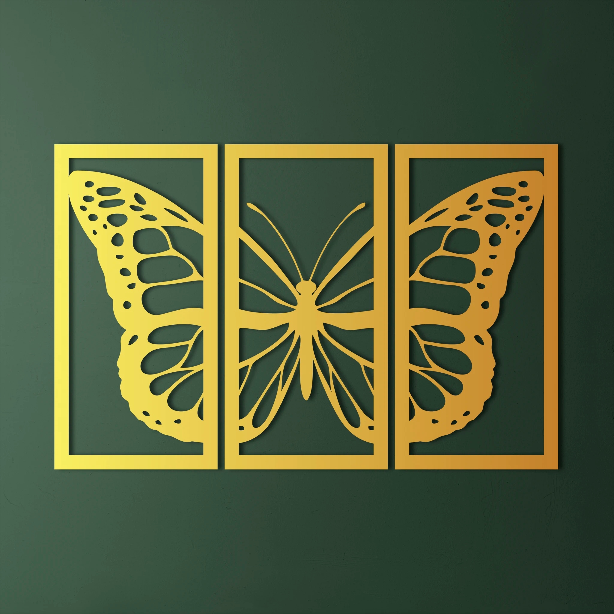 Modern Butterfly Metal Wall Art Set 38 × 75 cm / Black